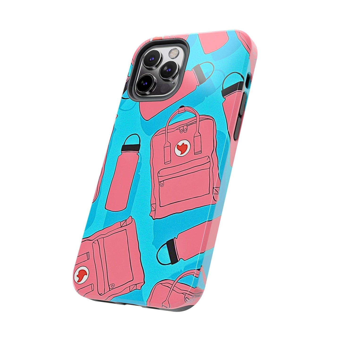 VSCO Kanken Backpack Water Bottle Pink & Blue Tough Phone Case | Aesthetic