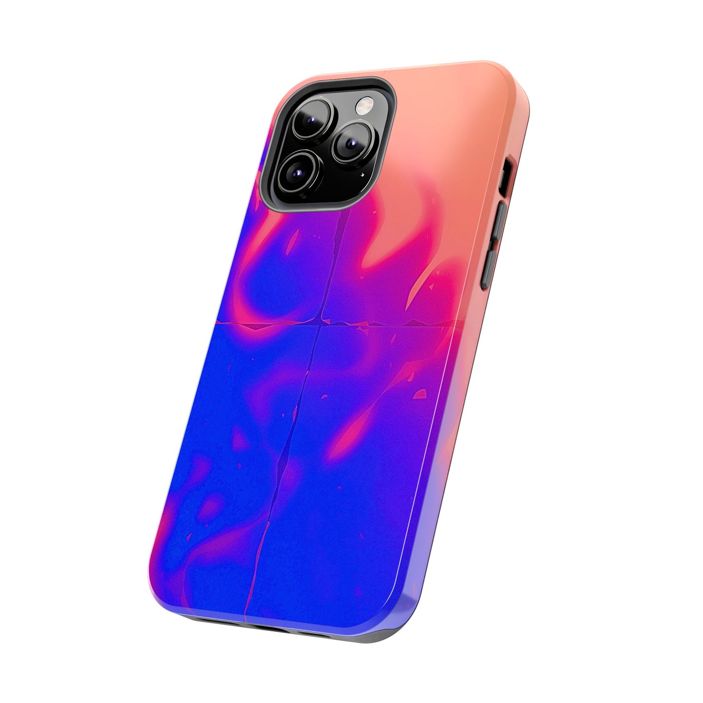 Funda resistente para teléfono con diseño de llamas, degradado abstracto y resplandor del atardecer | Estética