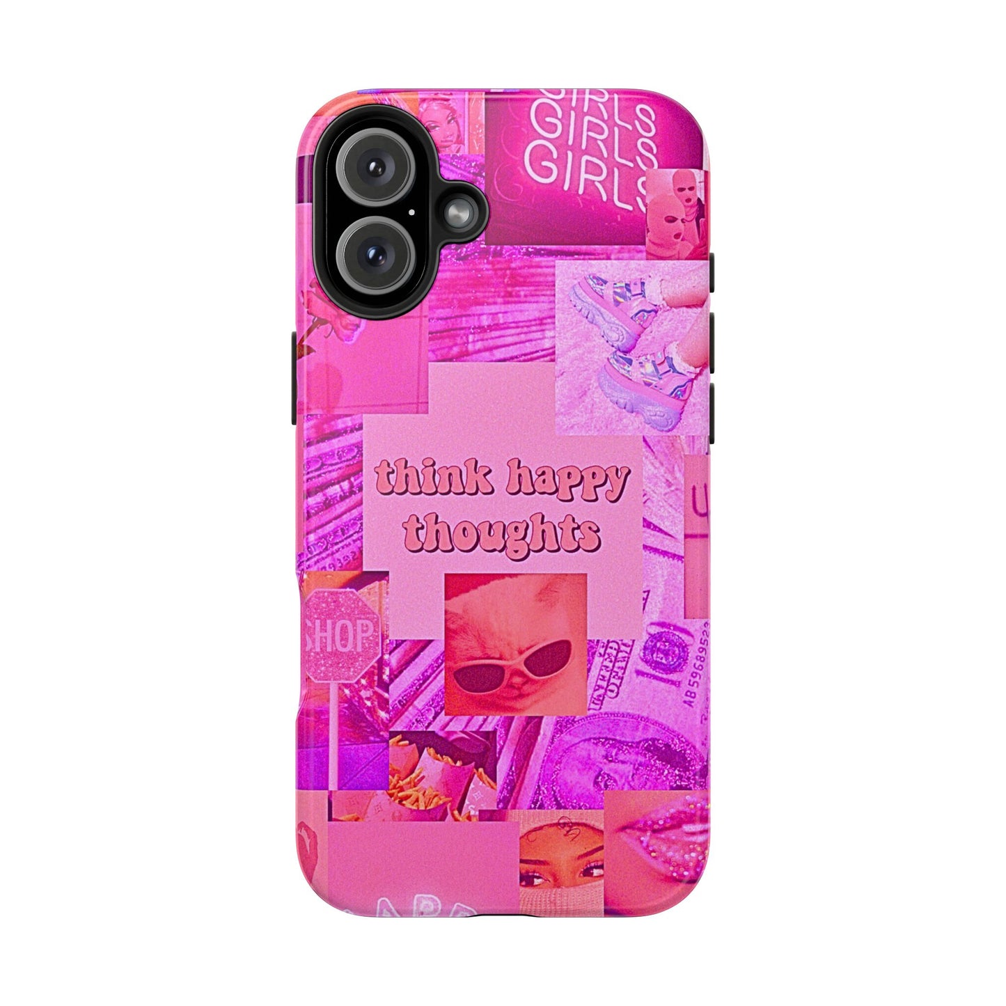 Think Happy Thoughts Pink Tough Phone Case | Aesthetic