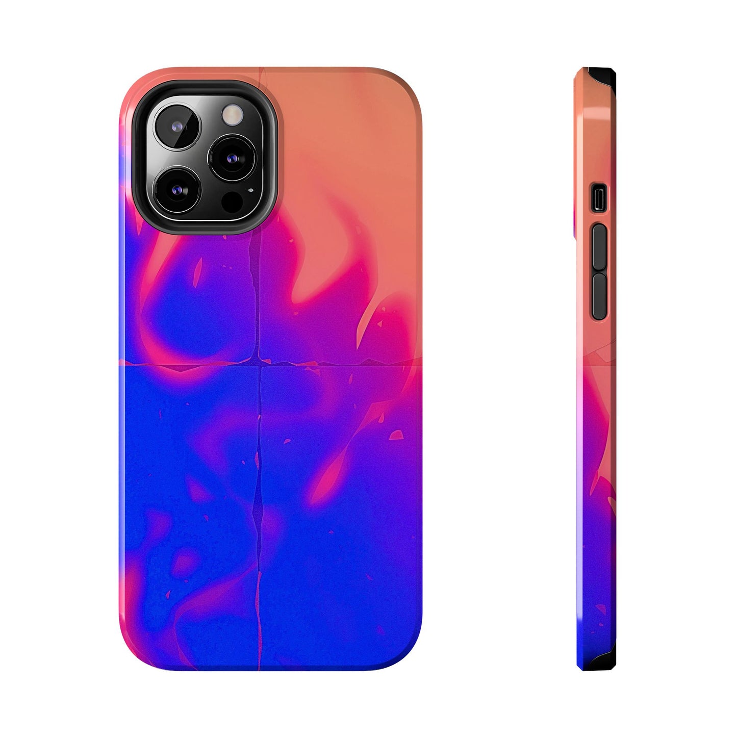 Funda resistente para teléfono con diseño de llamas, degradado abstracto y resplandor del atardecer | Estética