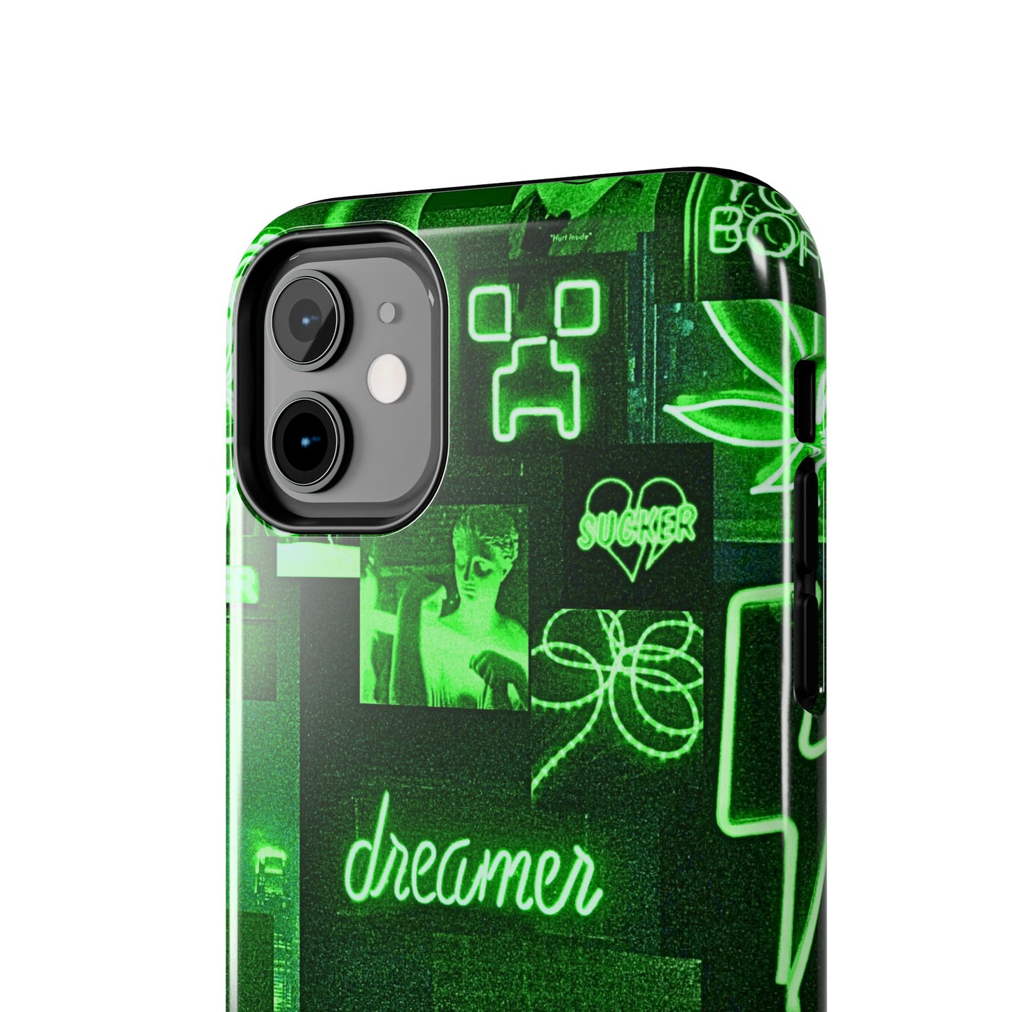 Green Neon Style Tough Phone Case | Aesthetic