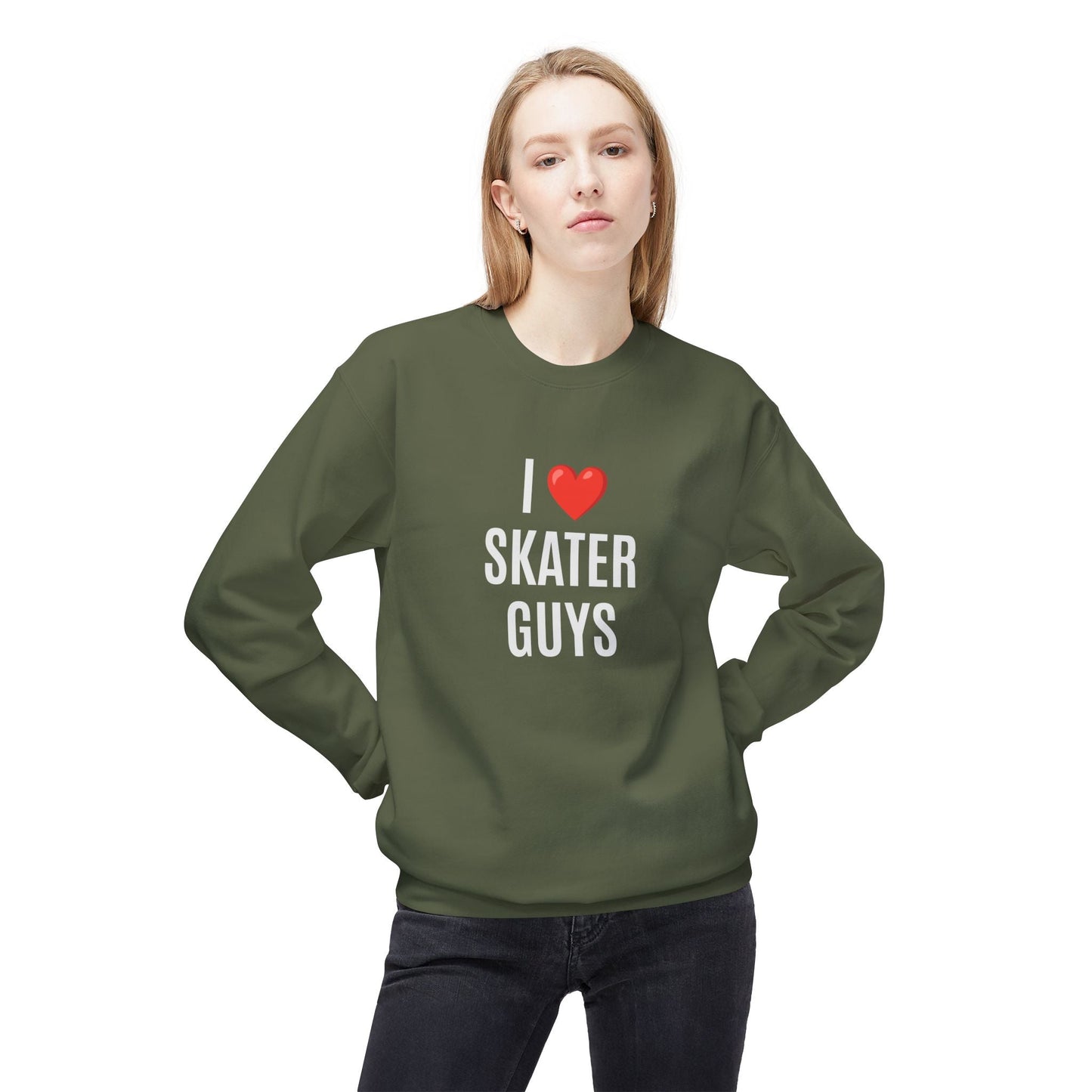 I Love Skater Guys Unisex Fleece Crewneck Sweatshirt