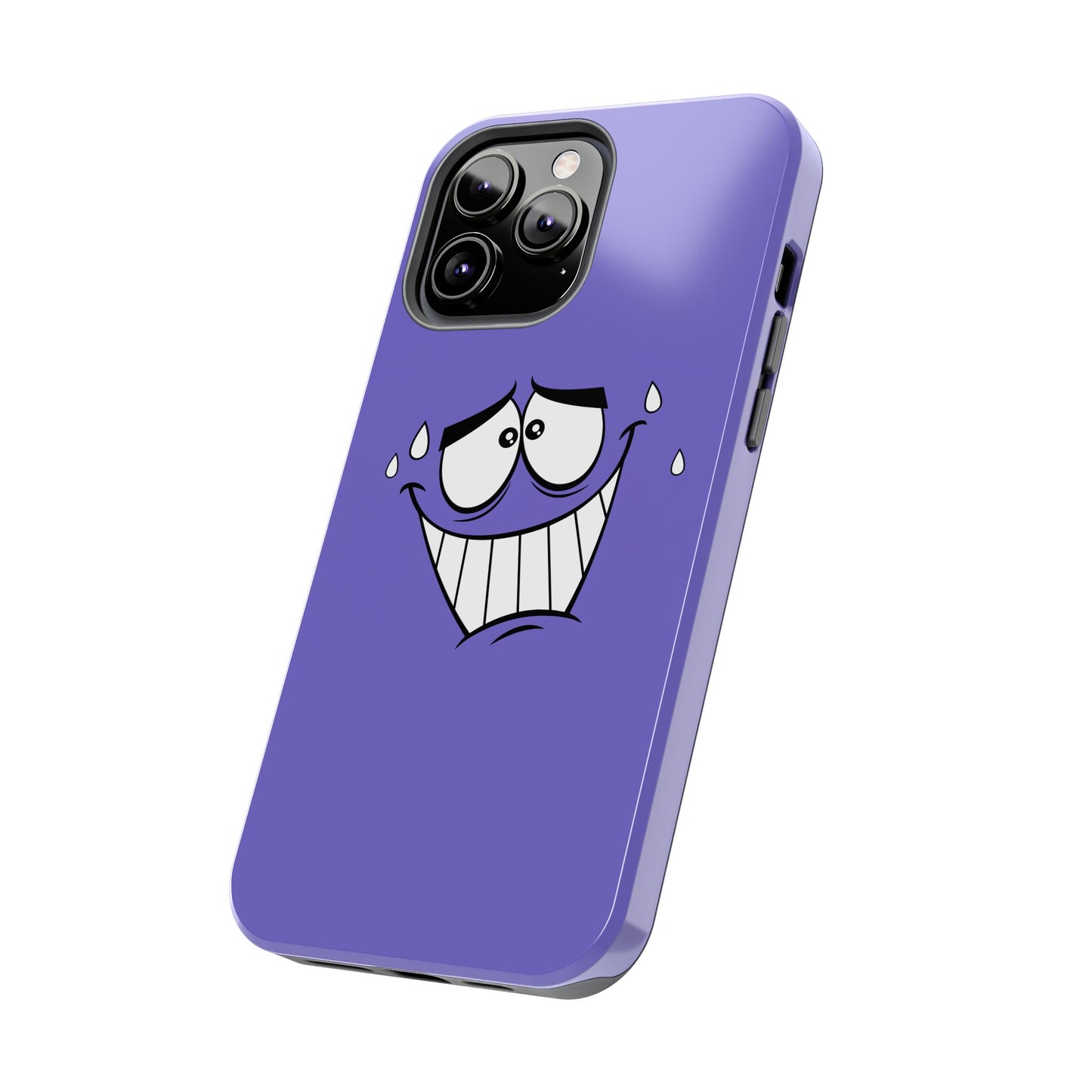Awkward Nervous Cartoon Face Purple Background Tough Phone Case | Funny