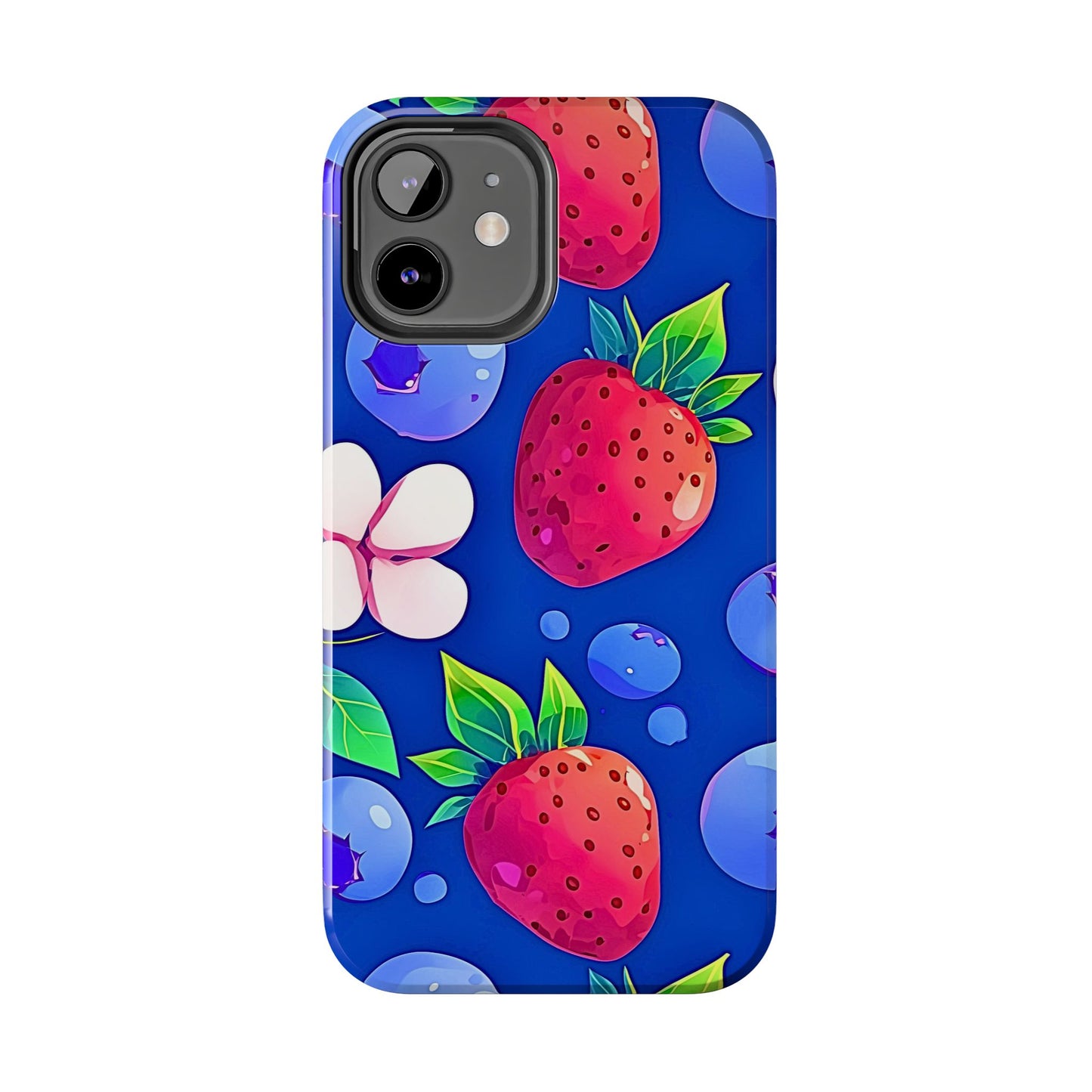 Cute Blueberry Strawberry Fruit Pattern Tough Phone Case | Aesthetic