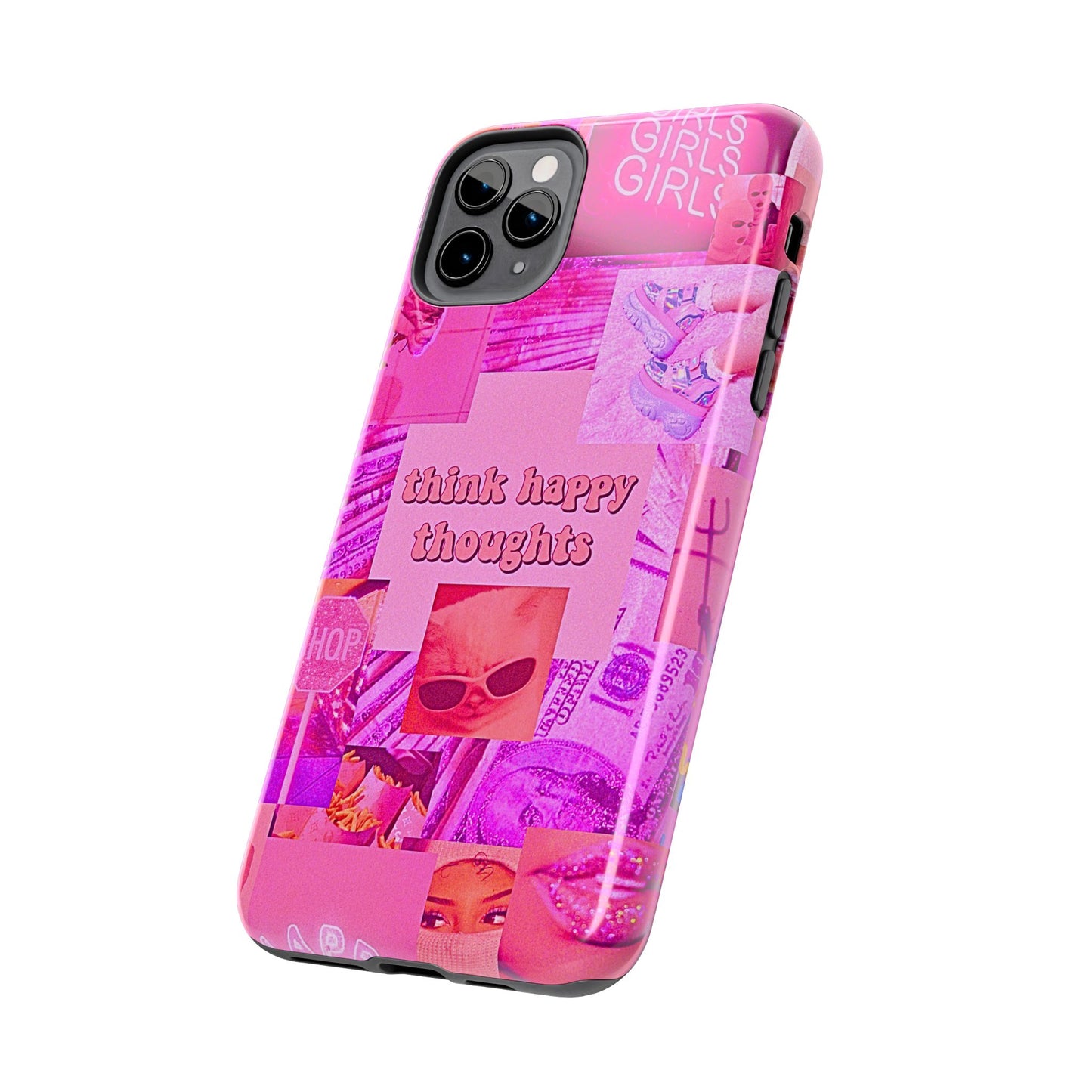Think Happy Thoughts Pink Tough Phone Case | Aesthetic