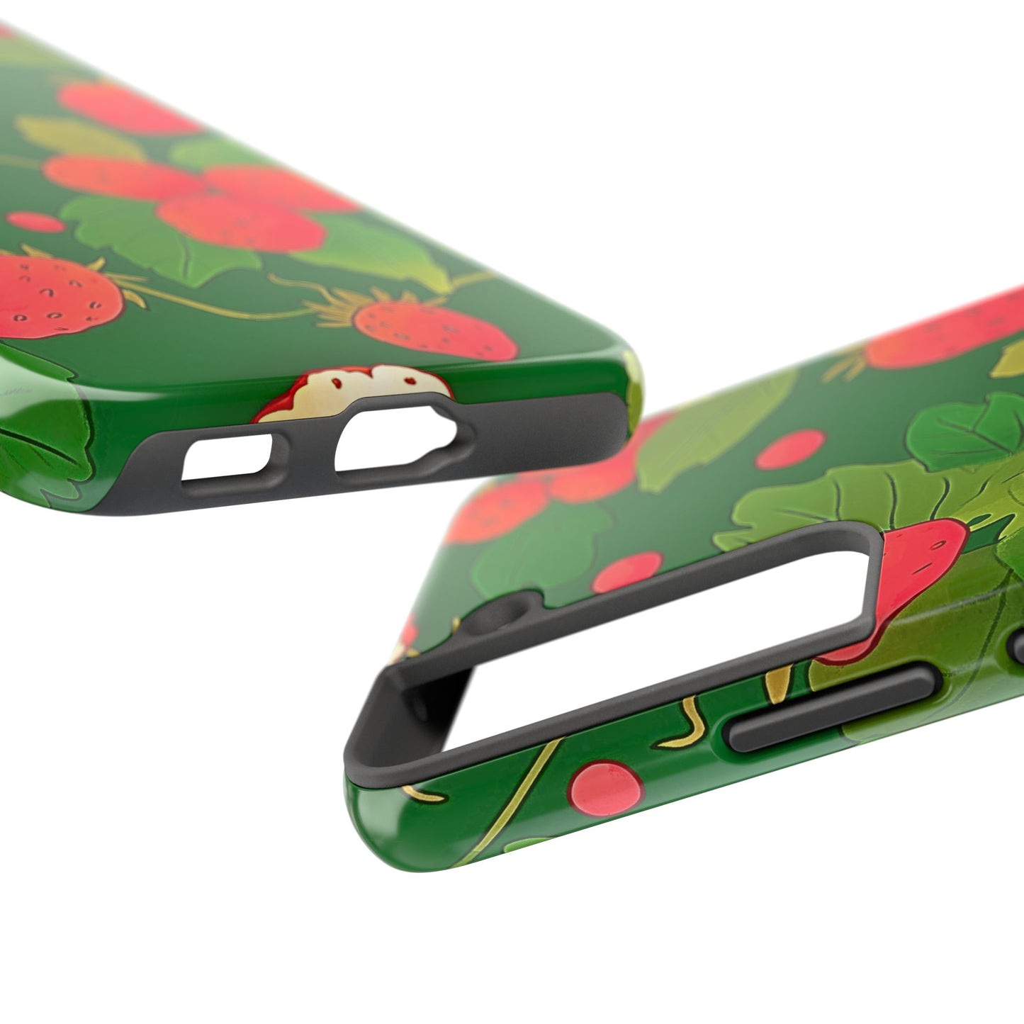Dark Strawberry Pattern Preppy Tough Phone Case | Aesthetic
