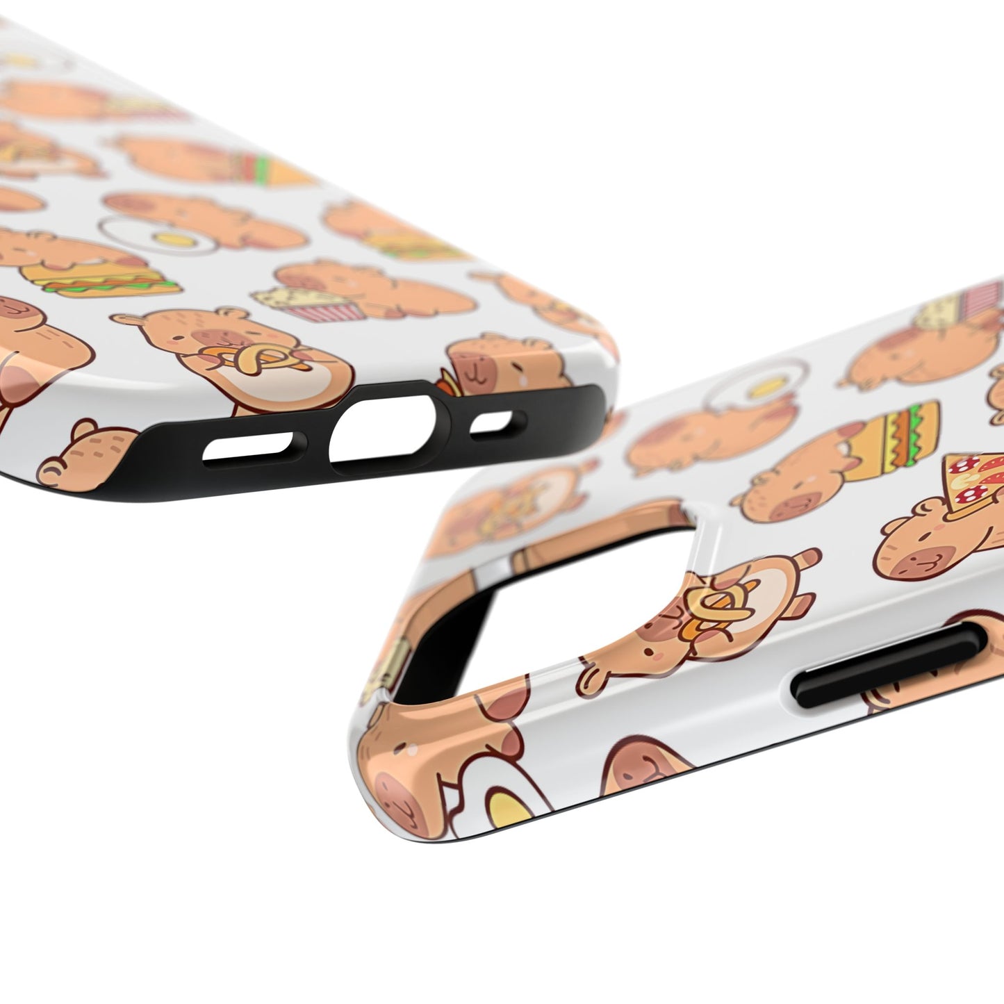 Cute Capybara Eating Pizza Ice Cream & Snacks Cartoon Food Tough Phone Case | Animals