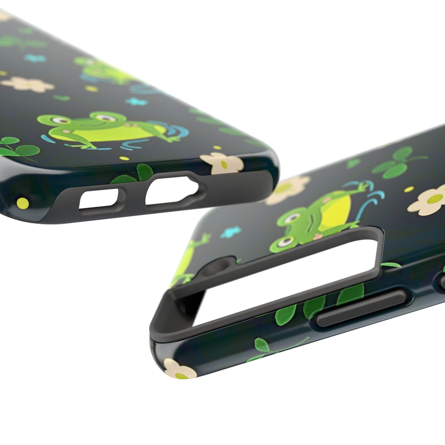 Kawaii Froggy Pattern Black Tough Phone Case | Animals