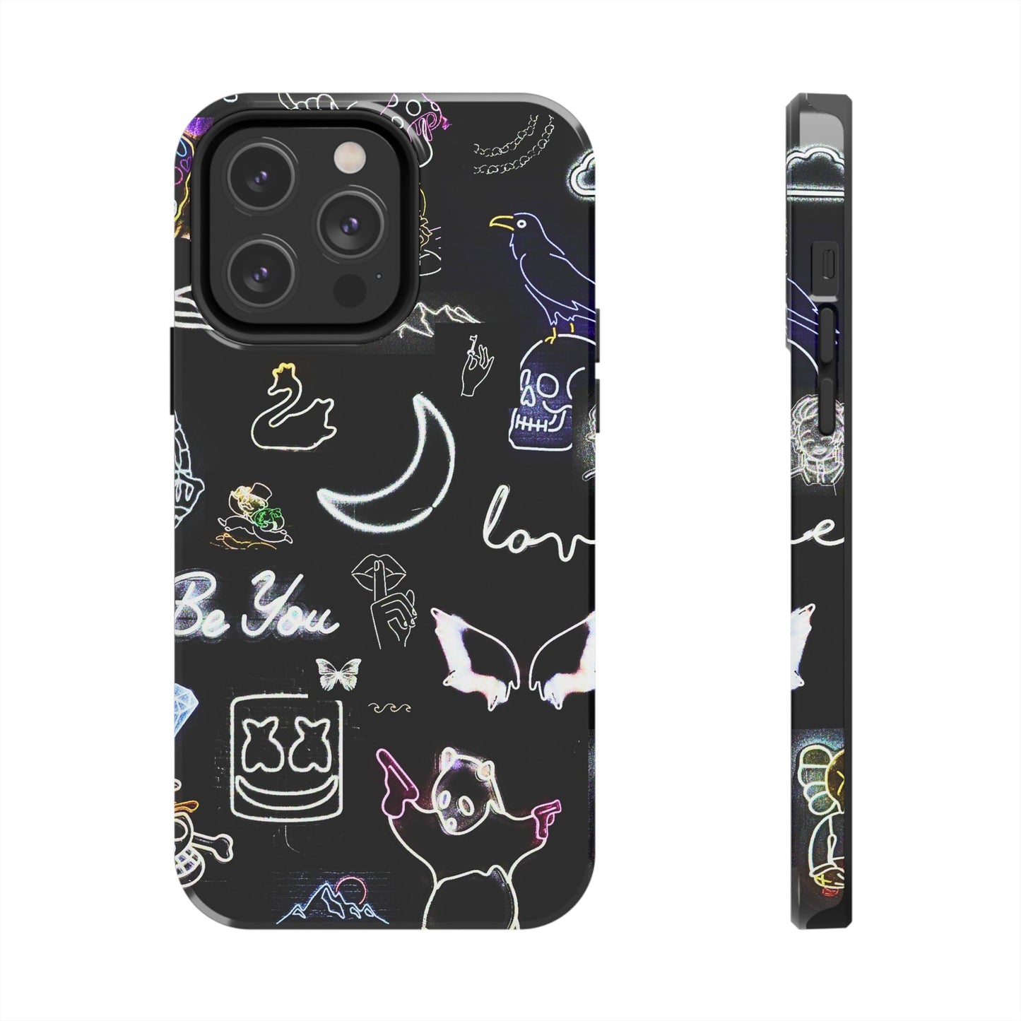 Funda resistente para teléfono estilo neón blanco | Estética
