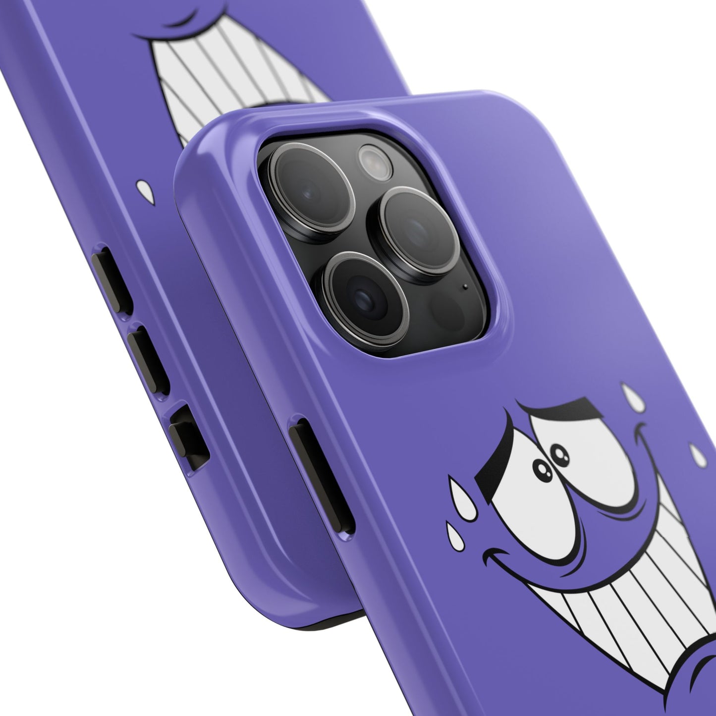 Awkward Nervous Cartoon Face Purple Background Tough Phone Case | Funny