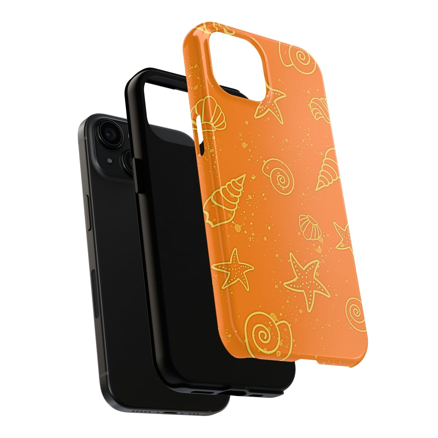 Funda resistente para teléfono con diseño de conchas naranjas | Estética