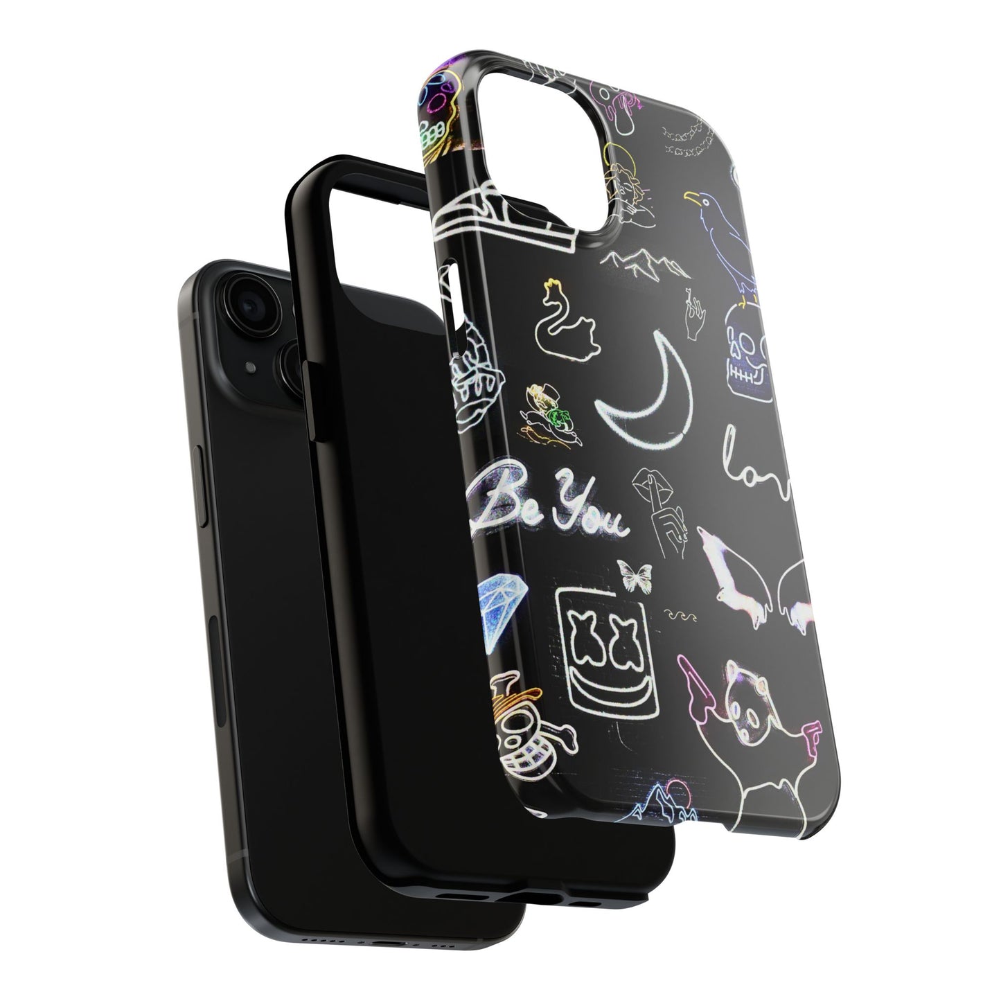 Funda resistente para teléfono estilo neón blanco | Estética
