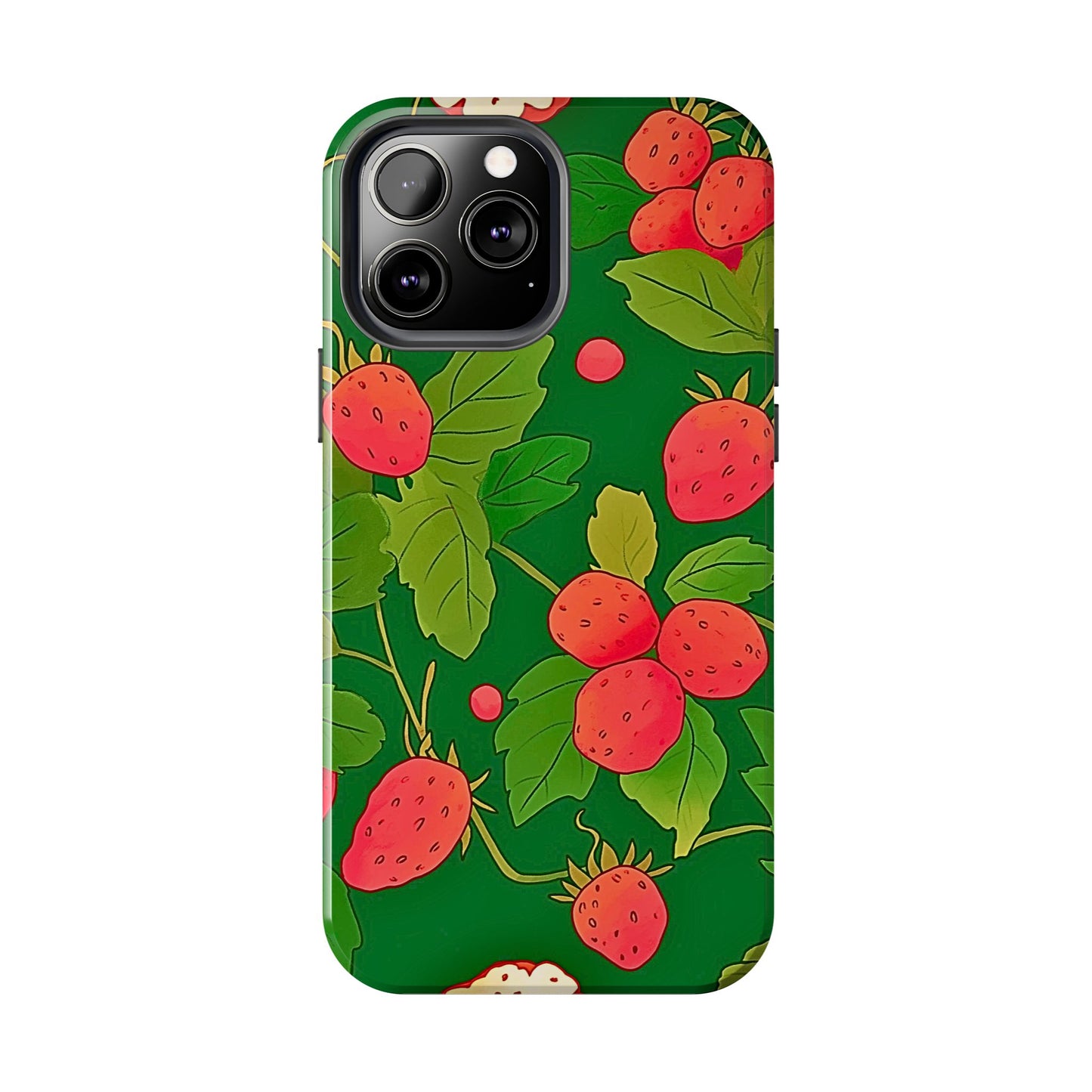 Dark Strawberry Pattern Preppy Tough Phone Case | Aesthetic
