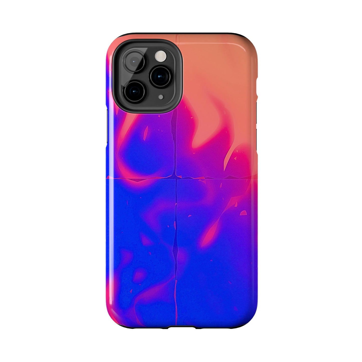 Funda resistente para teléfono con diseño de llamas, degradado abstracto y resplandor del atardecer | Estética