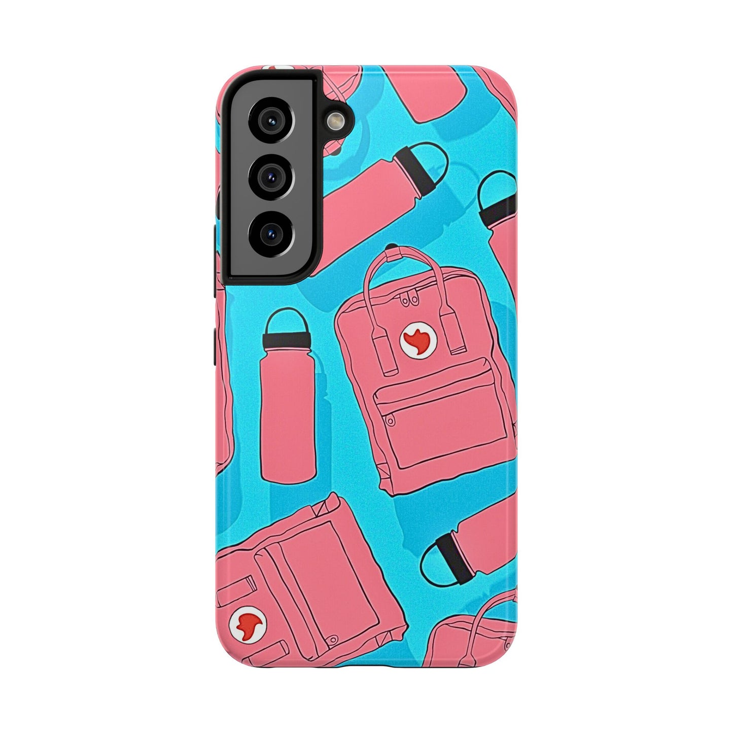 VSCO Kanken Backpack Water Bottle Pink & Blue Tough Phone Case | Aesthetic