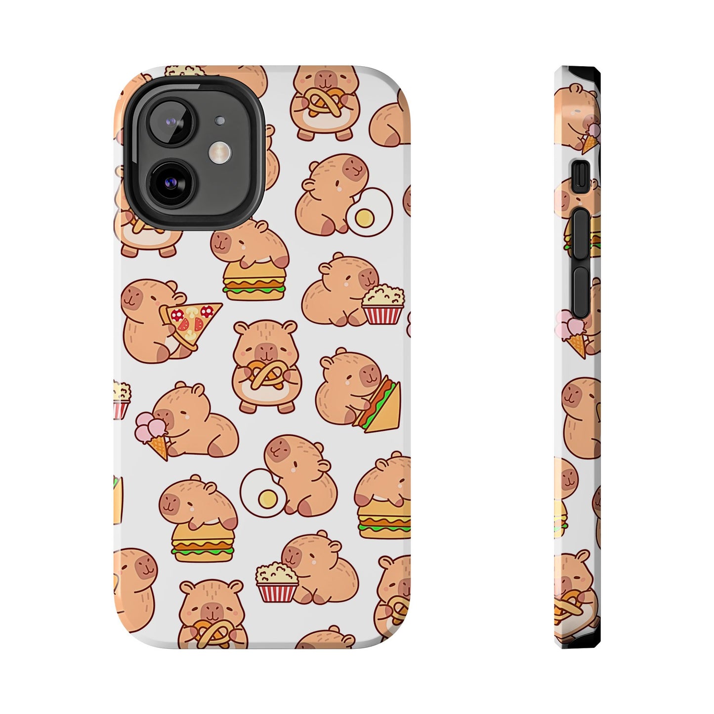 Cute Capybara Eating Pizza Ice Cream & Snacks Cartoon Food Tough Phone Case | Animals