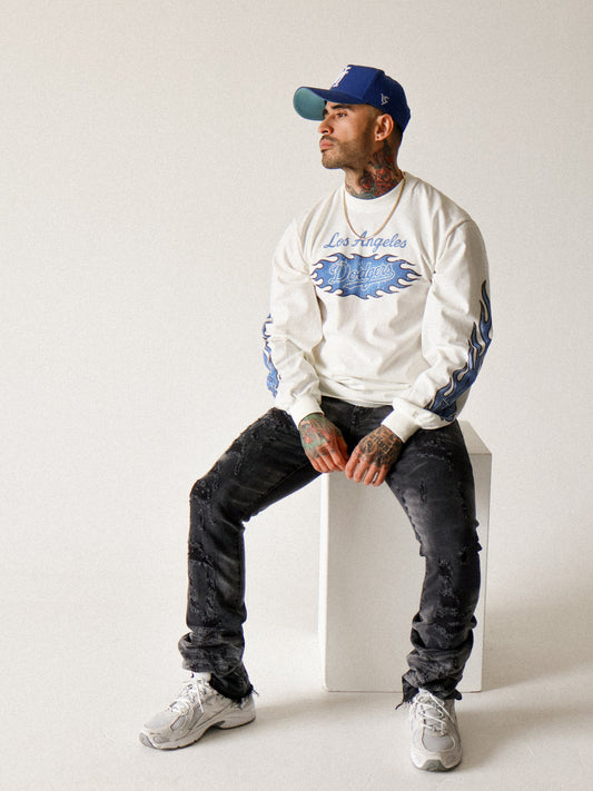 Off White - Blue Flame Long Sleeve