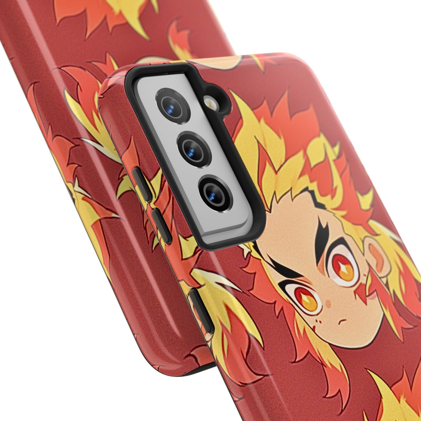 Rengoku Head Pattern Dark Orange Tough Phone Case | Anime - Demon Slayer