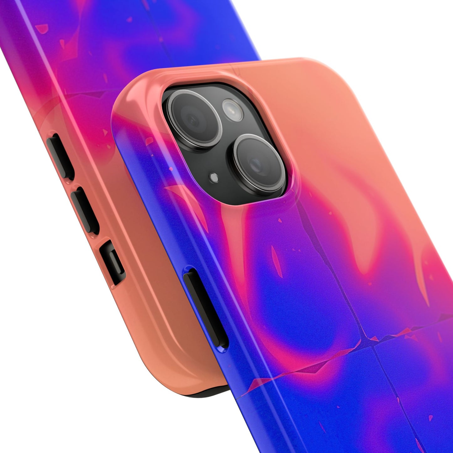 Funda resistente para teléfono con diseño de llamas, degradado abstracto y resplandor del atardecer | Estética