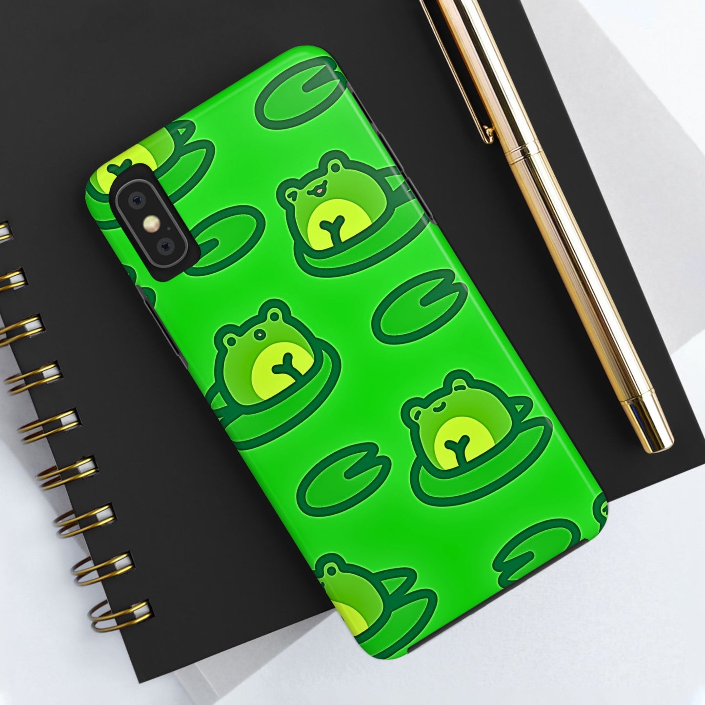 Cute Green Frogs Pattern Tough Phone Case | Animals