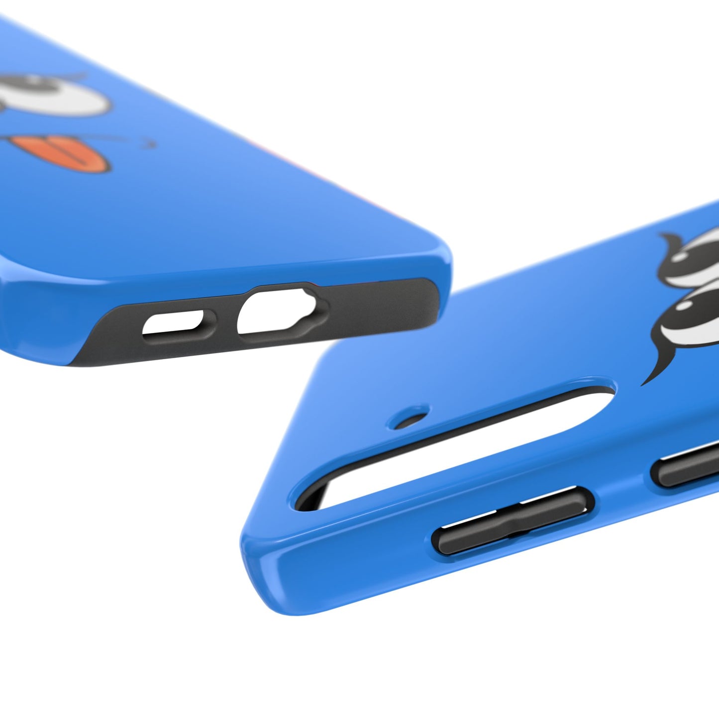 Silly Tongue Out Cartoon Face Blue Background Tough Phone Case | Funny