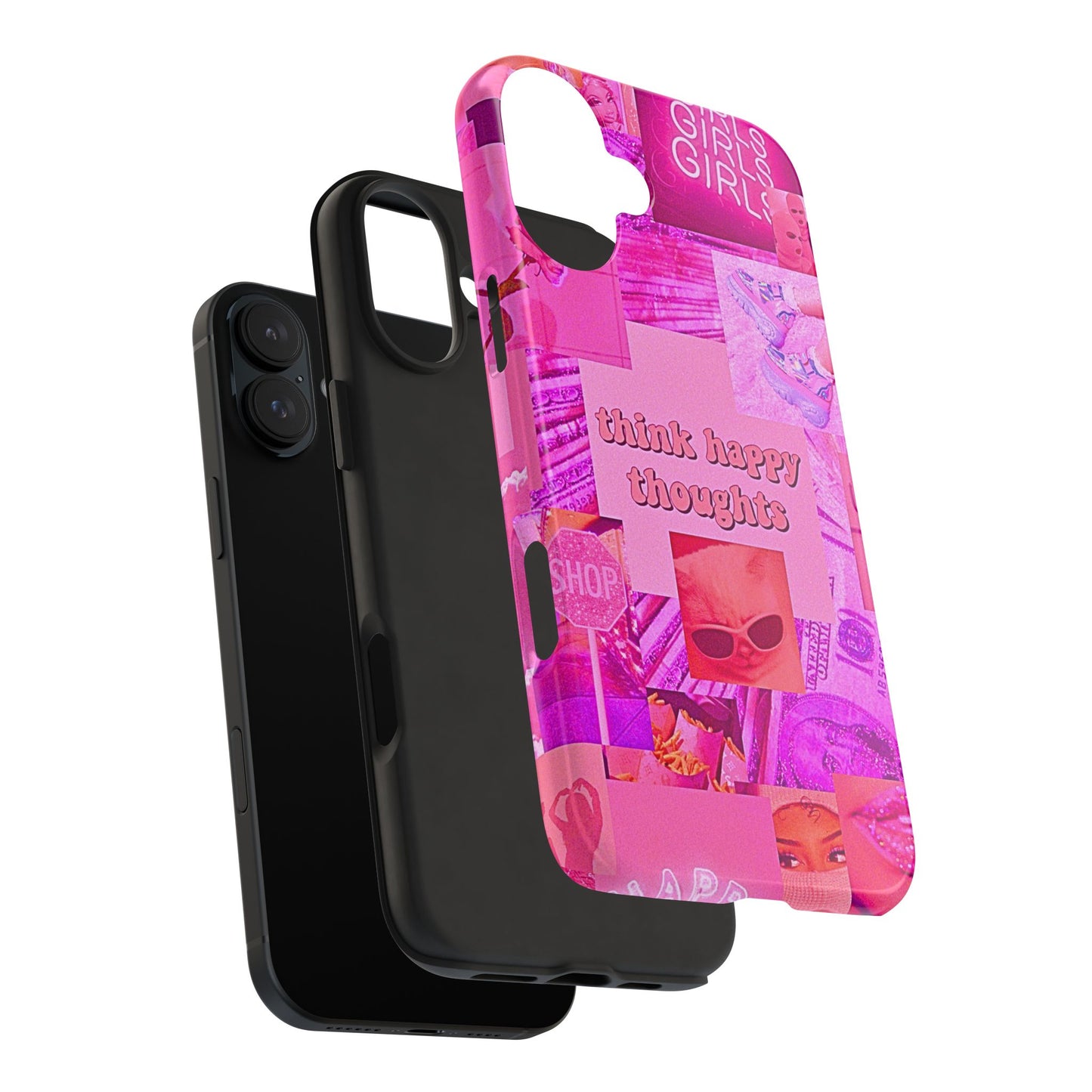 Think Happy Thoughts Pink Tough Phone Case | Aesthetic