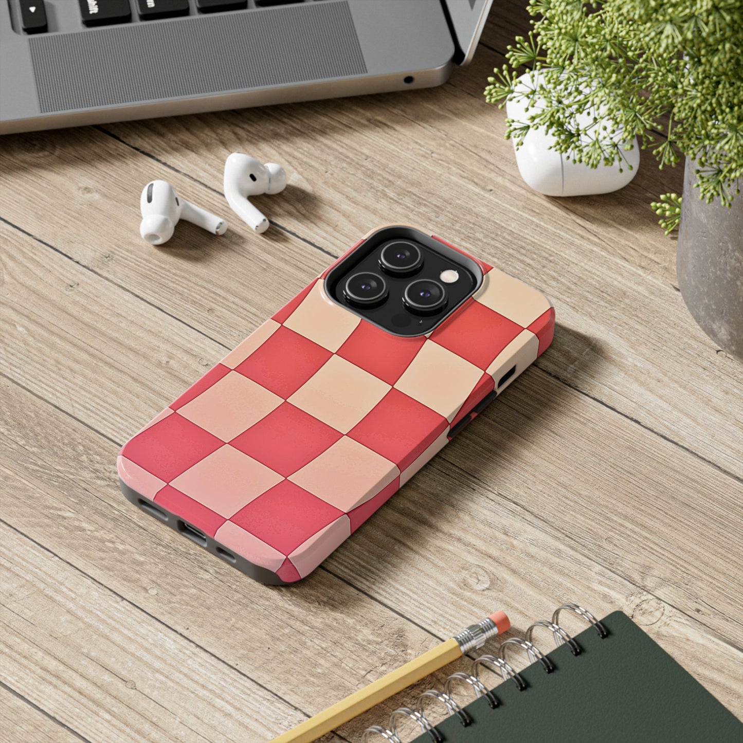 Preppy Checkered Pink Tough Phone Case | Aesthetic