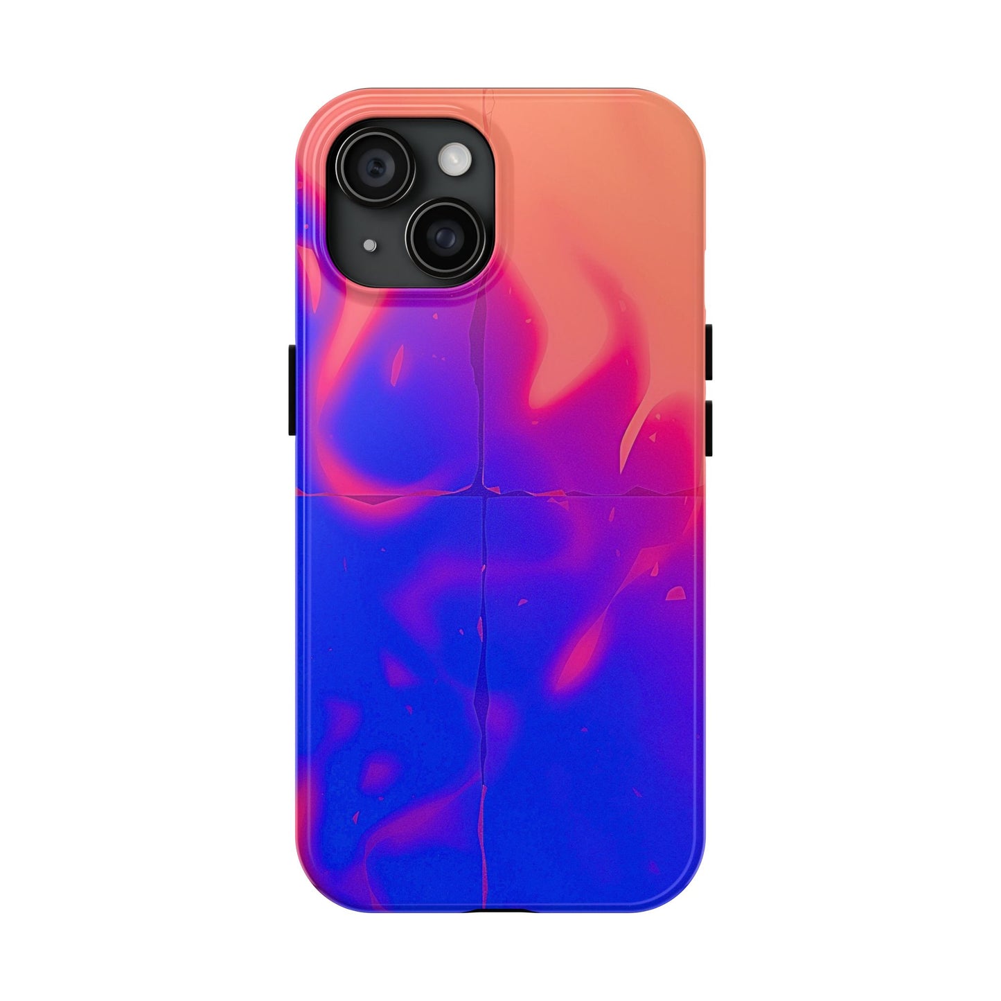 Funda resistente para teléfono con diseño de llamas, degradado abstracto y resplandor del atardecer | Estética