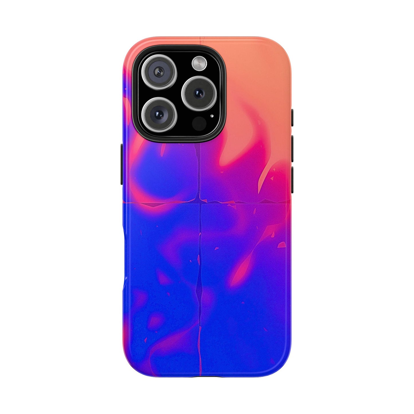 Funda resistente para teléfono con diseño de llamas, degradado abstracto y resplandor del atardecer | Estética
