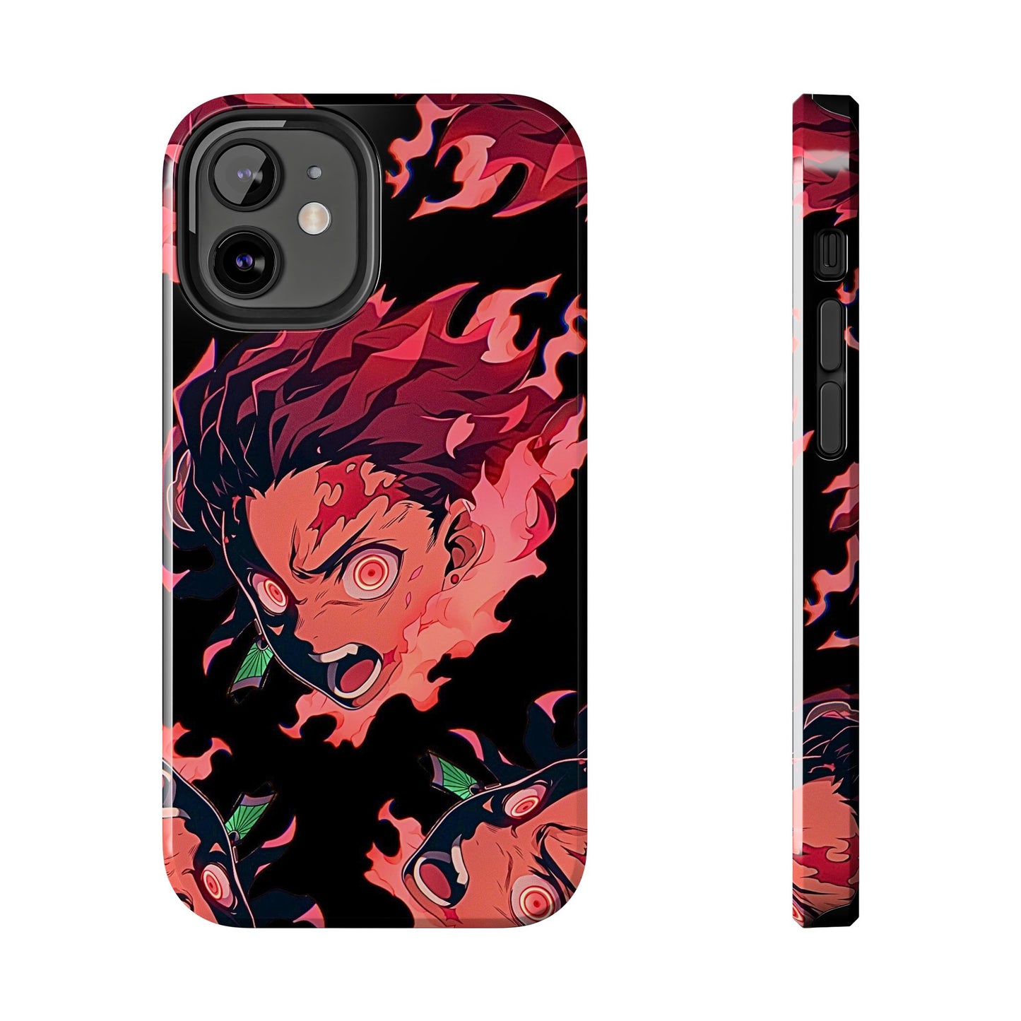 Tanjiro Kamado Flamed Style Black Tough Phone Case | Anime - Demon Slayer