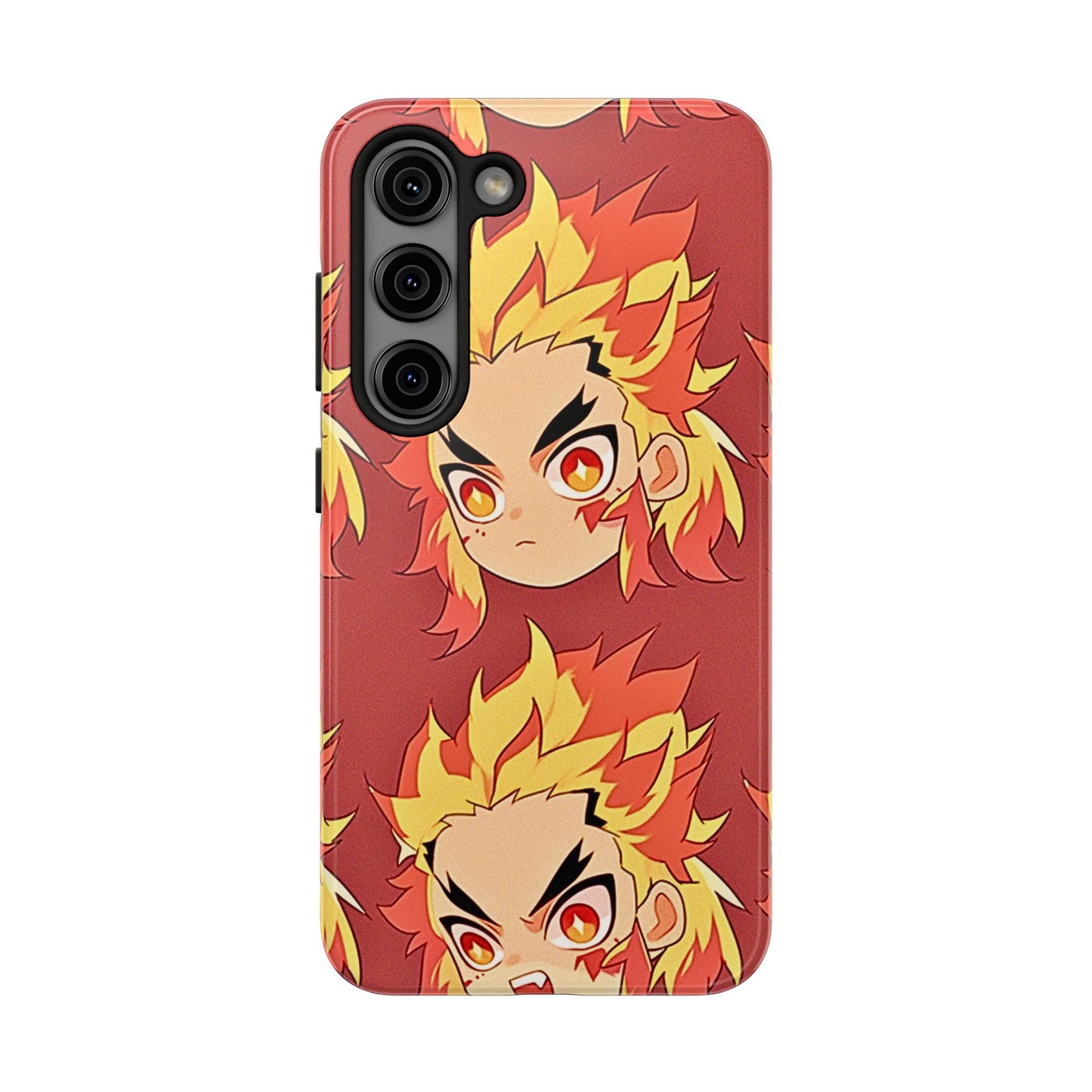 Rengoku Head Pattern Dark Orange Tough Phone Case | Anime - Demon Slayer