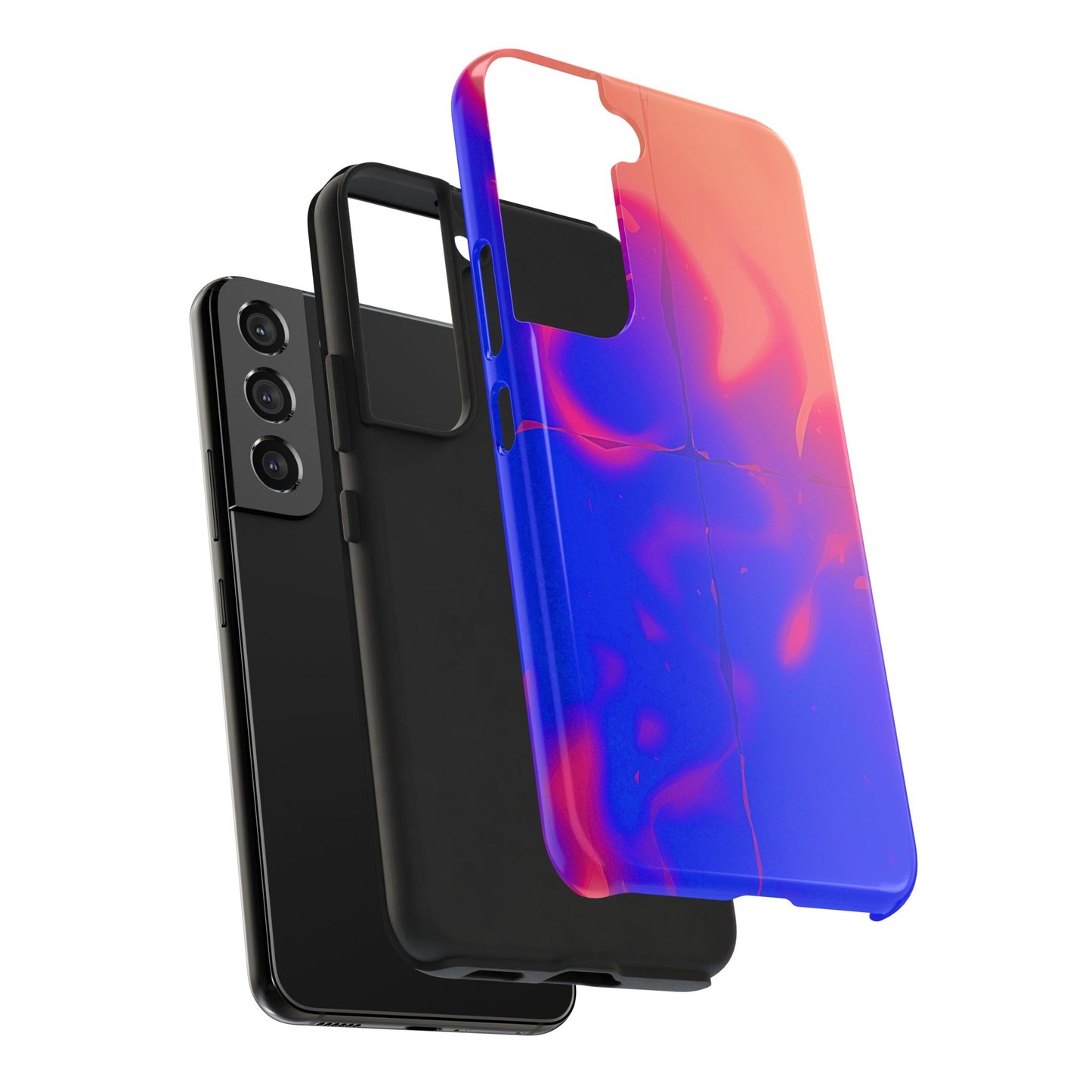 Funda resistente para teléfono con diseño de llamas, degradado abstracto y resplandor del atardecer | Estética