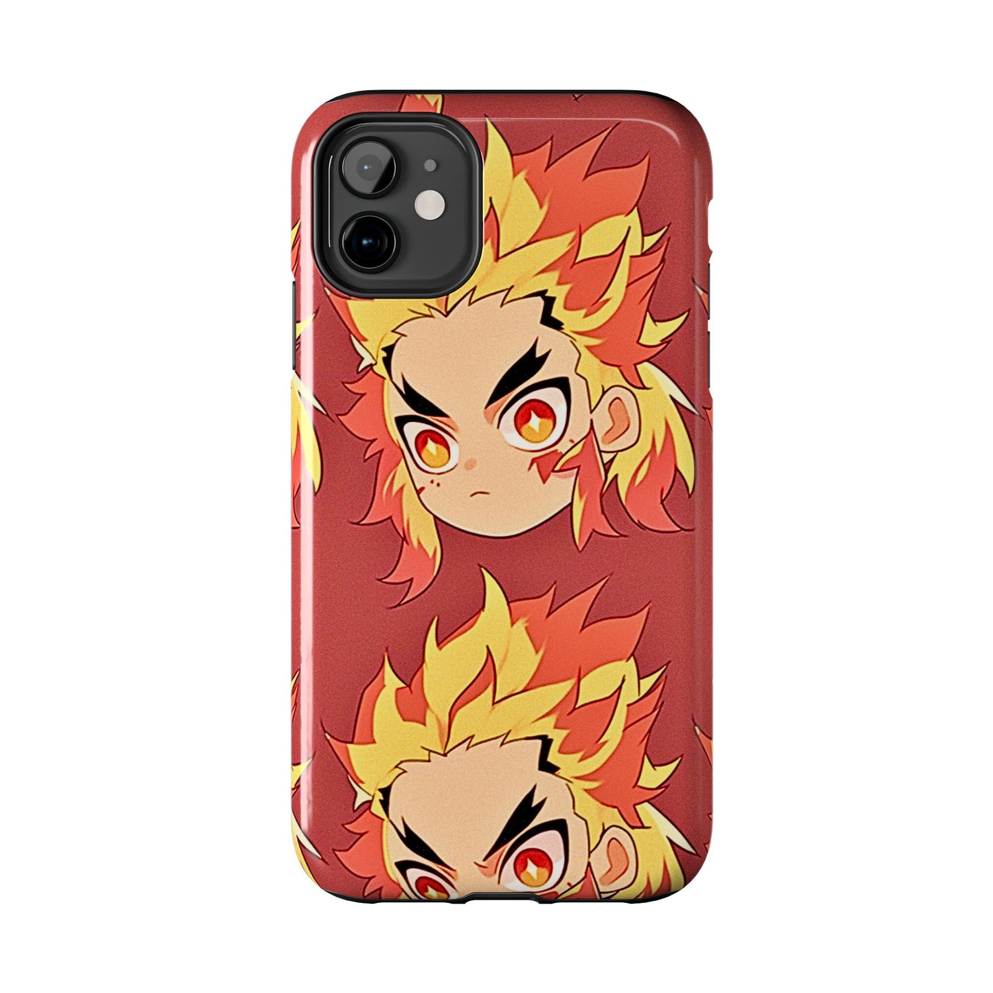 Rengoku Head Pattern Dark Orange Tough Phone Case | Anime - Demon Slayer