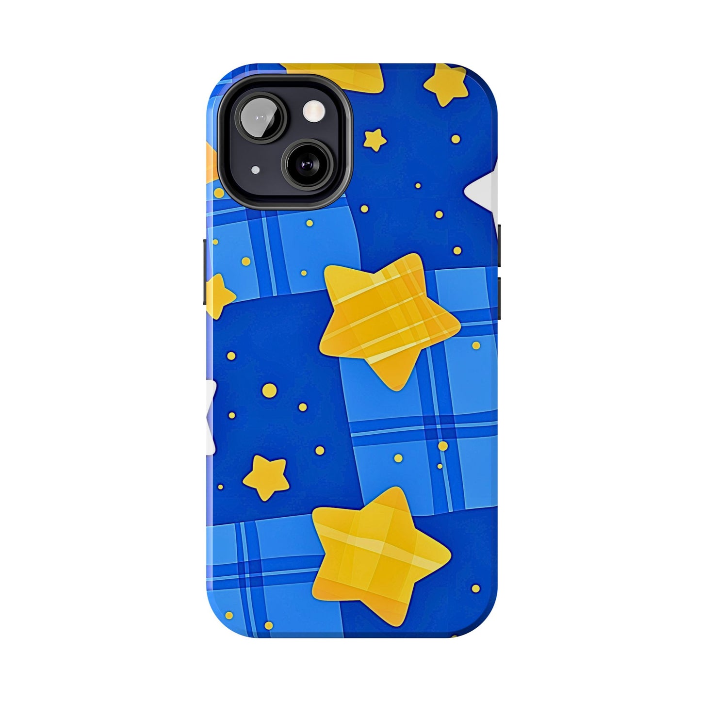 Funda resistente para teléfono con estampado de estrellas y cuadros preppy | Estética