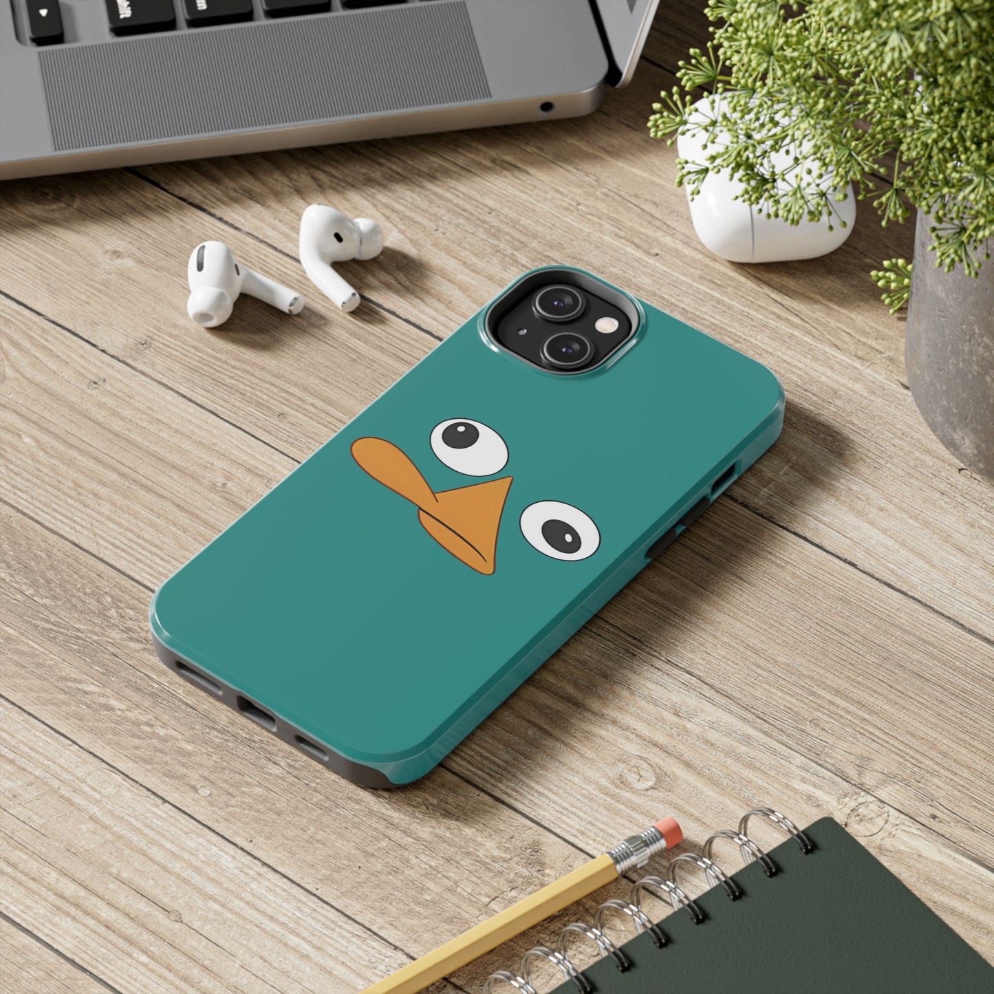 Phineas and Ferb Perry Platypus Eyes Teal Expression Tough Phone Case | Cartoon