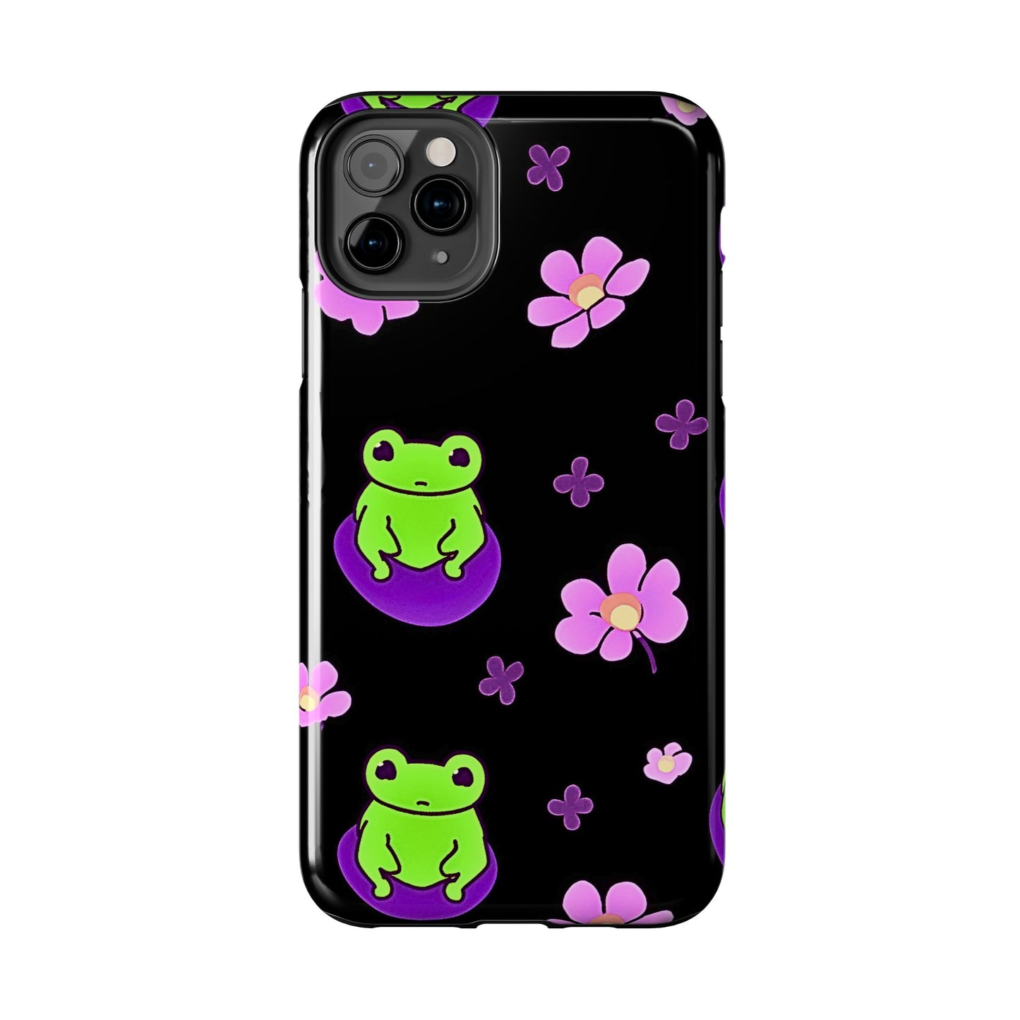 Cute Frog & Pink Flowers Pattern Style Tough Phone Case | Animals