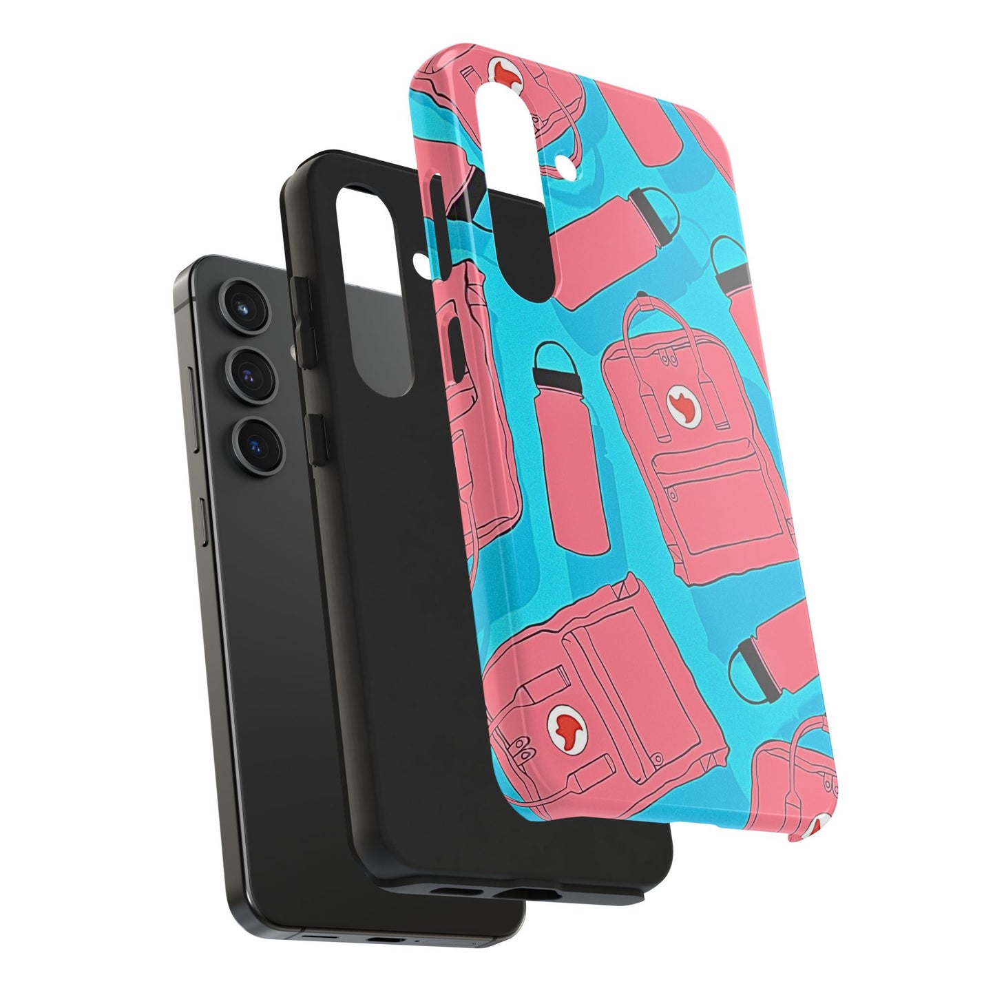 VSCO Kanken Backpack Water Bottle Pink & Blue Tough Phone Case | Aesthetic