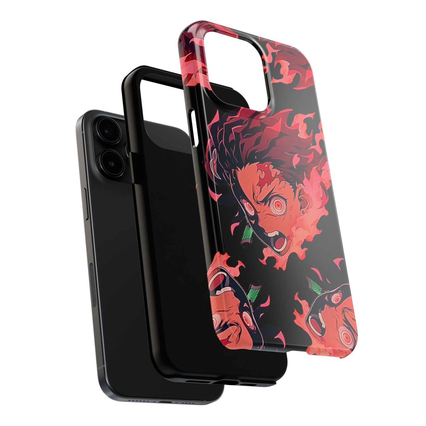 Tanjiro Kamado Flamed Style Black Tough Phone Case | Anime - Demon Slayer