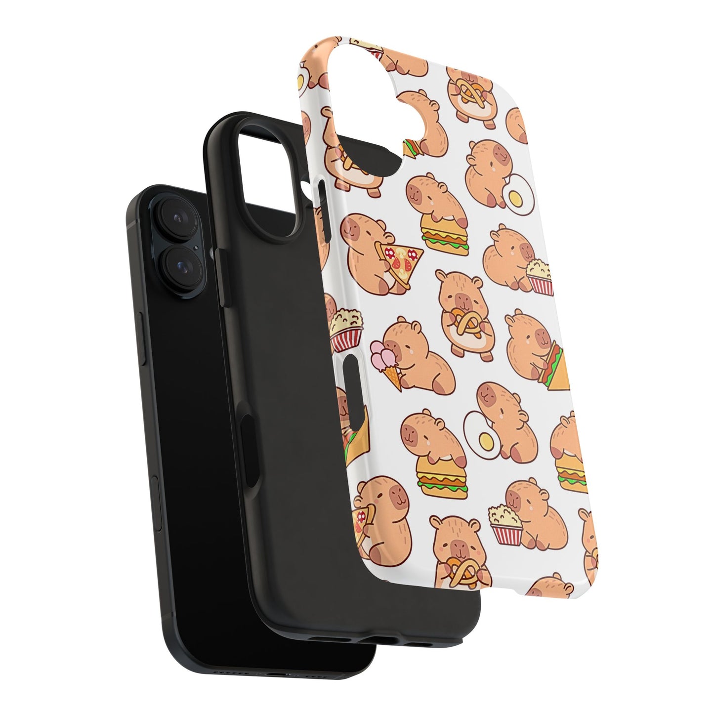 Cute Capybara Eating Pizza Ice Cream & Snacks Cartoon Food Tough Phone Case | Animals
