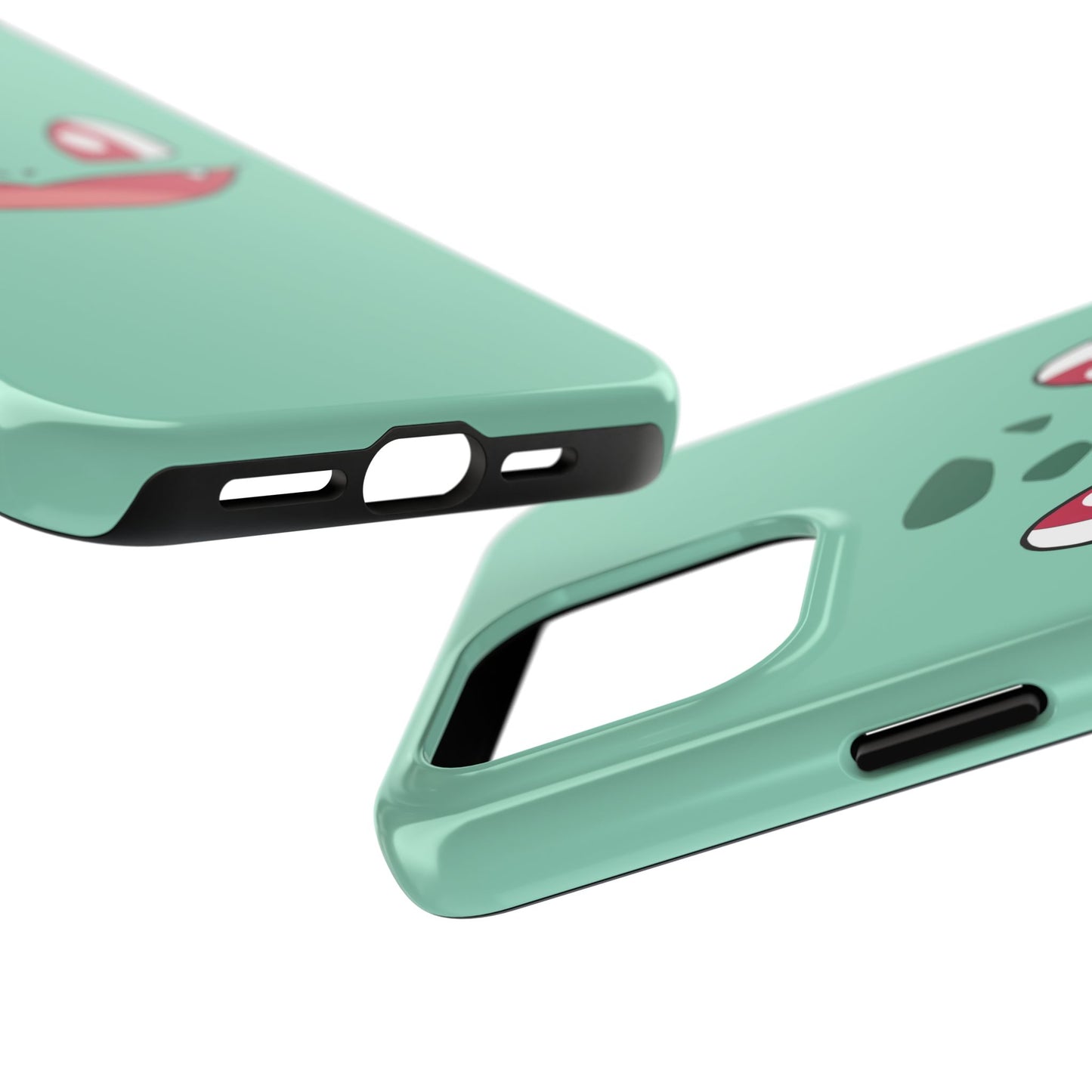 Green Leaf Dino Smile Red Eyes Cute Creature Tough Phone Case | Anime