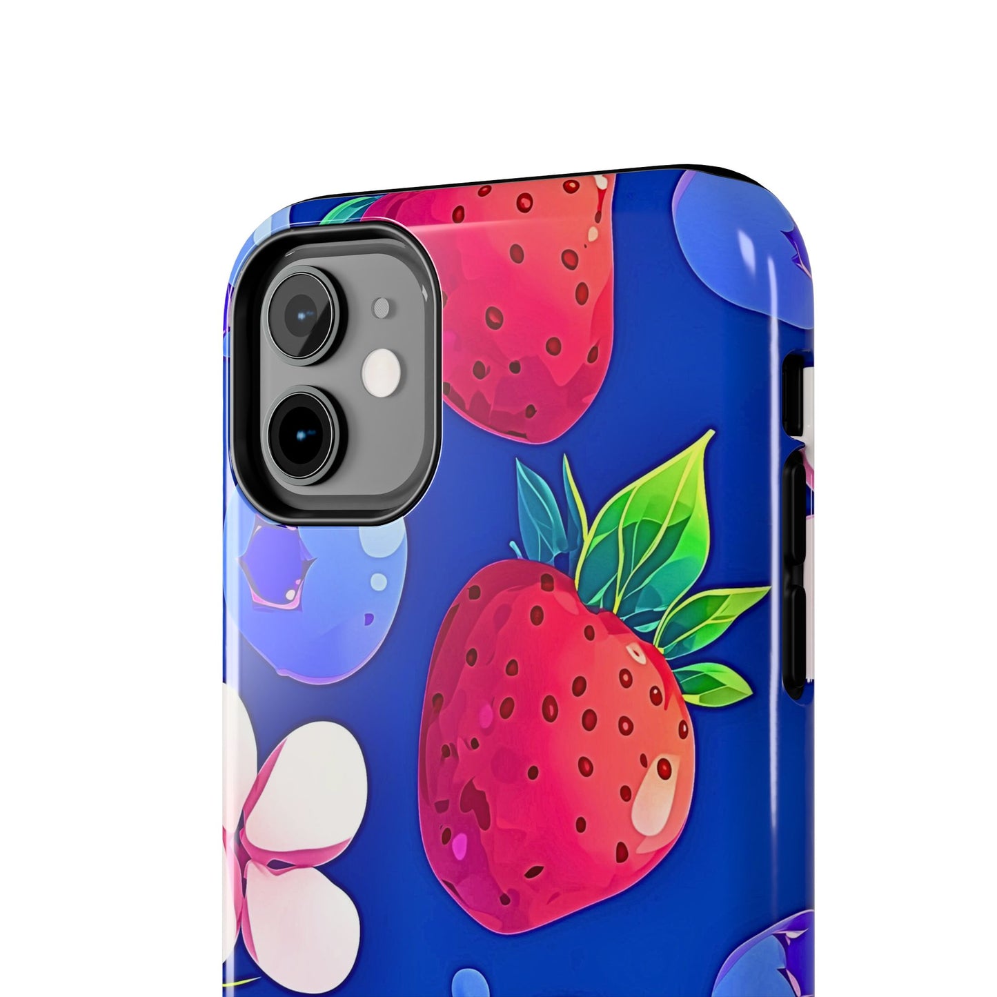 Cute Blueberry Strawberry Fruit Pattern Tough Phone Case | Aesthetic