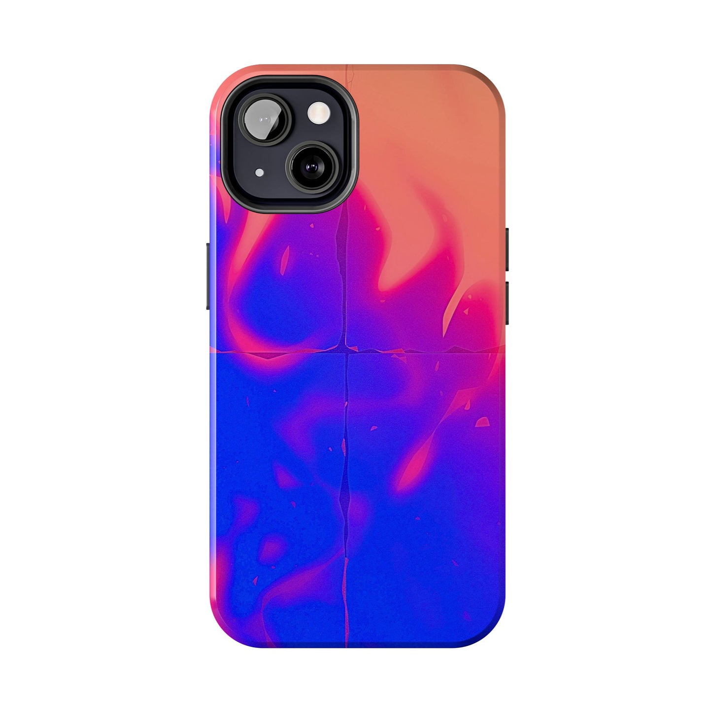 Funda resistente para teléfono con diseño de llamas, degradado abstracto y resplandor del atardecer | Estética