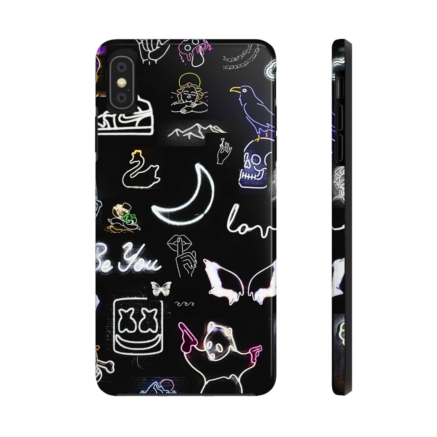 Funda resistente para teléfono estilo neón blanco | Estética