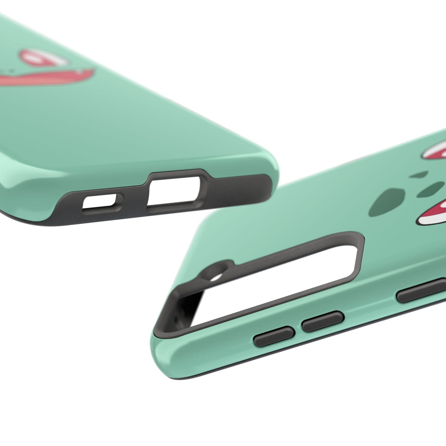 Green Leaf Dino Smile Red Eyes Cute Creature Tough Phone Case | Anime