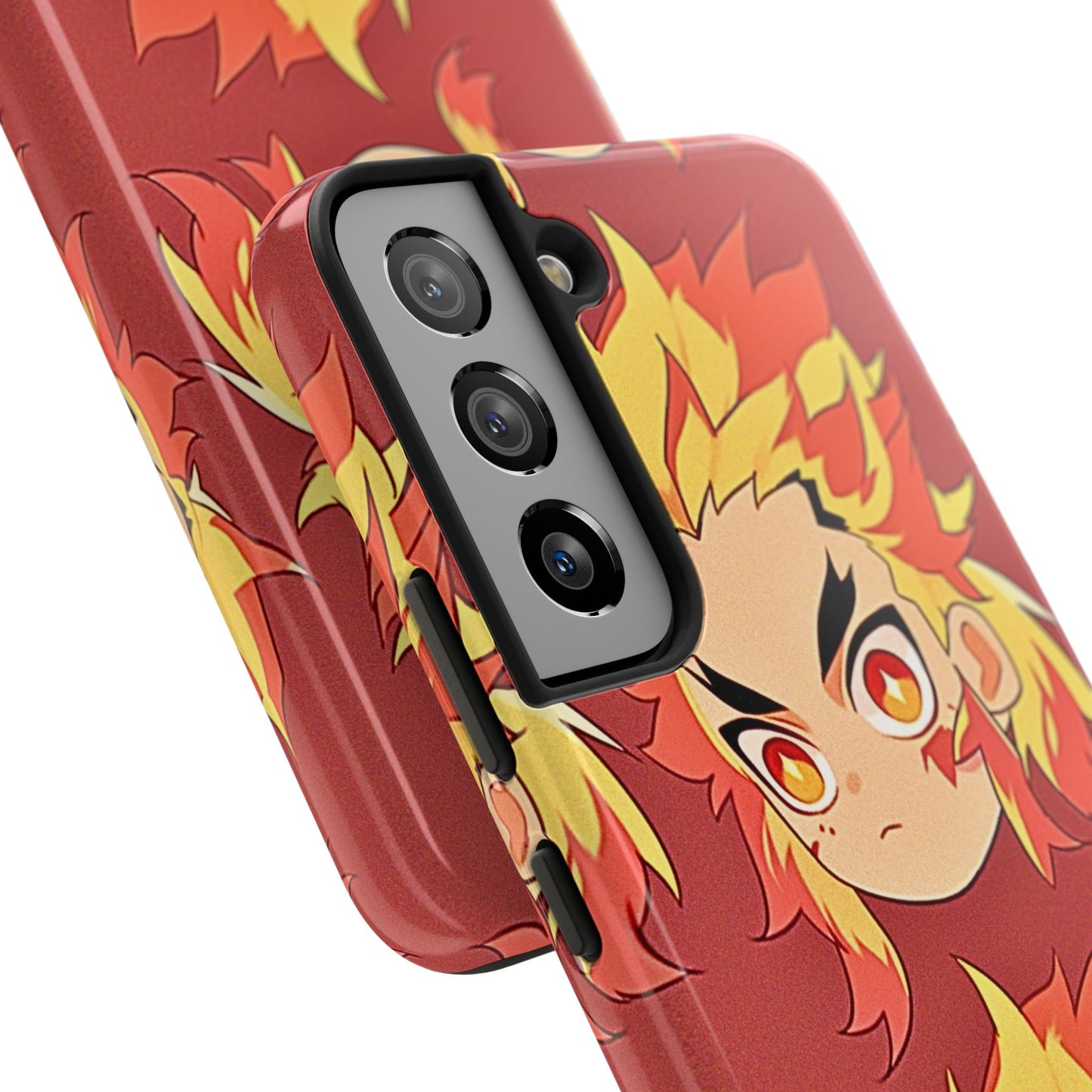 Rengoku Head Pattern Dark Orange Tough Phone Case | Anime - Demon Slayer