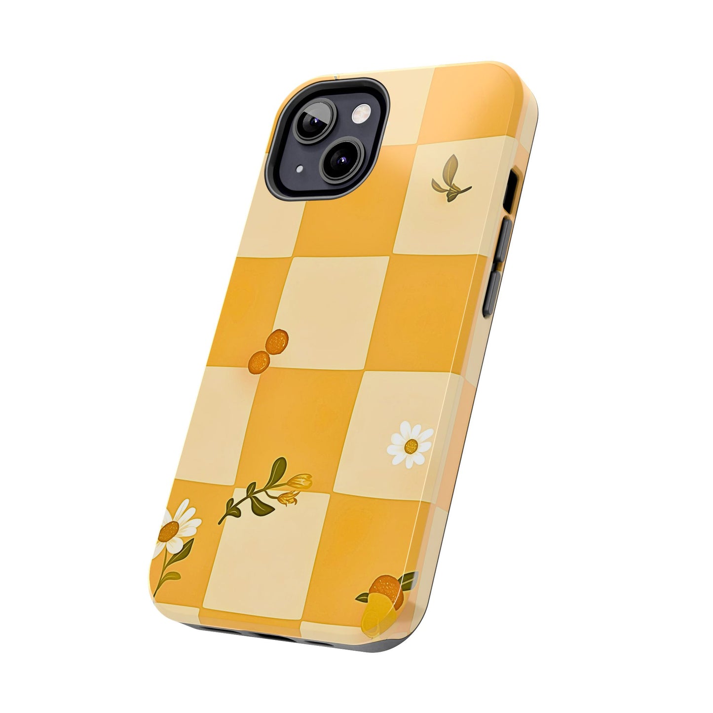 Yellow Checkered Preppy Daisies Tough Phone Case | Aesthetic