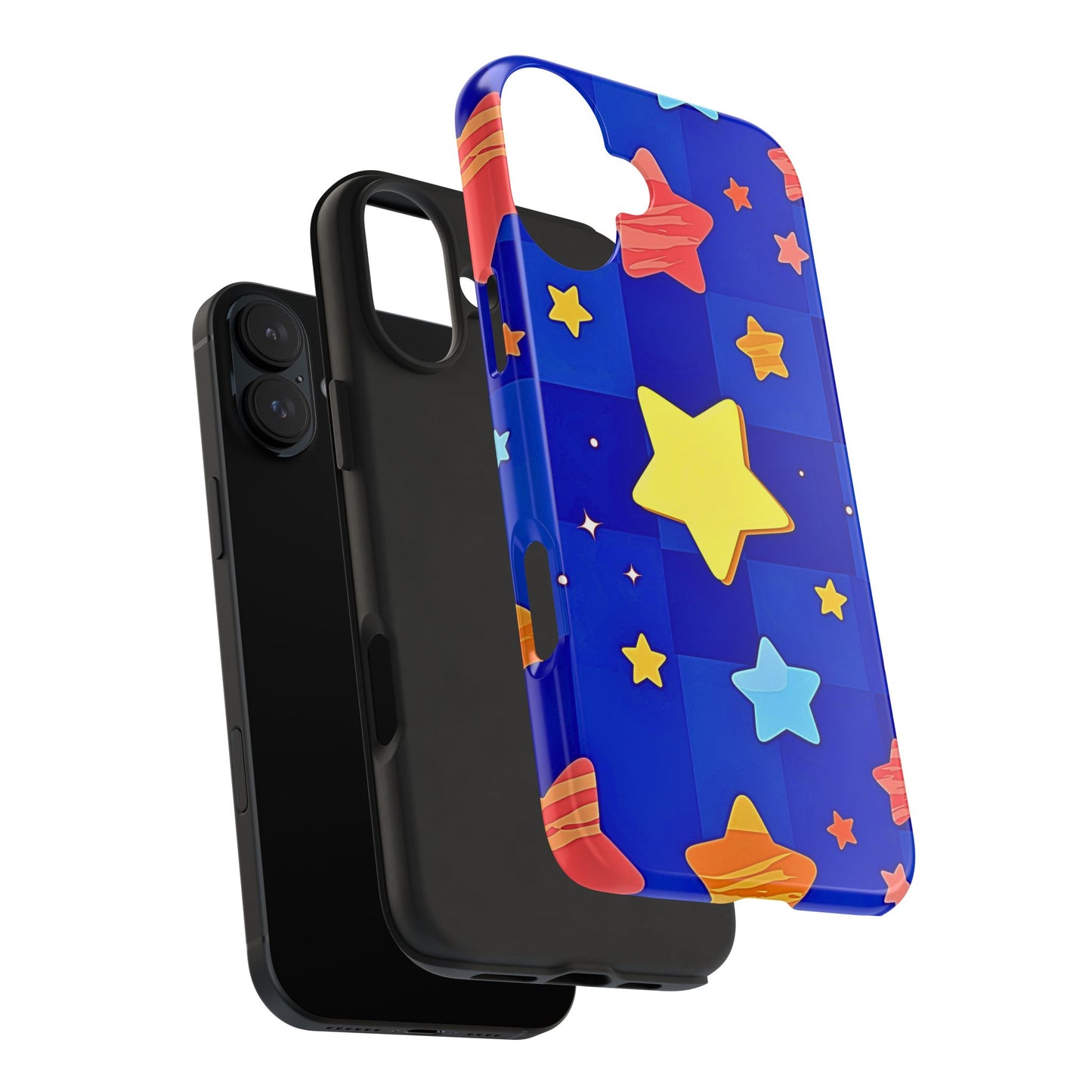 Funda resistente para teléfono con estampado de estrellas vibrantes y preppy | Estética
