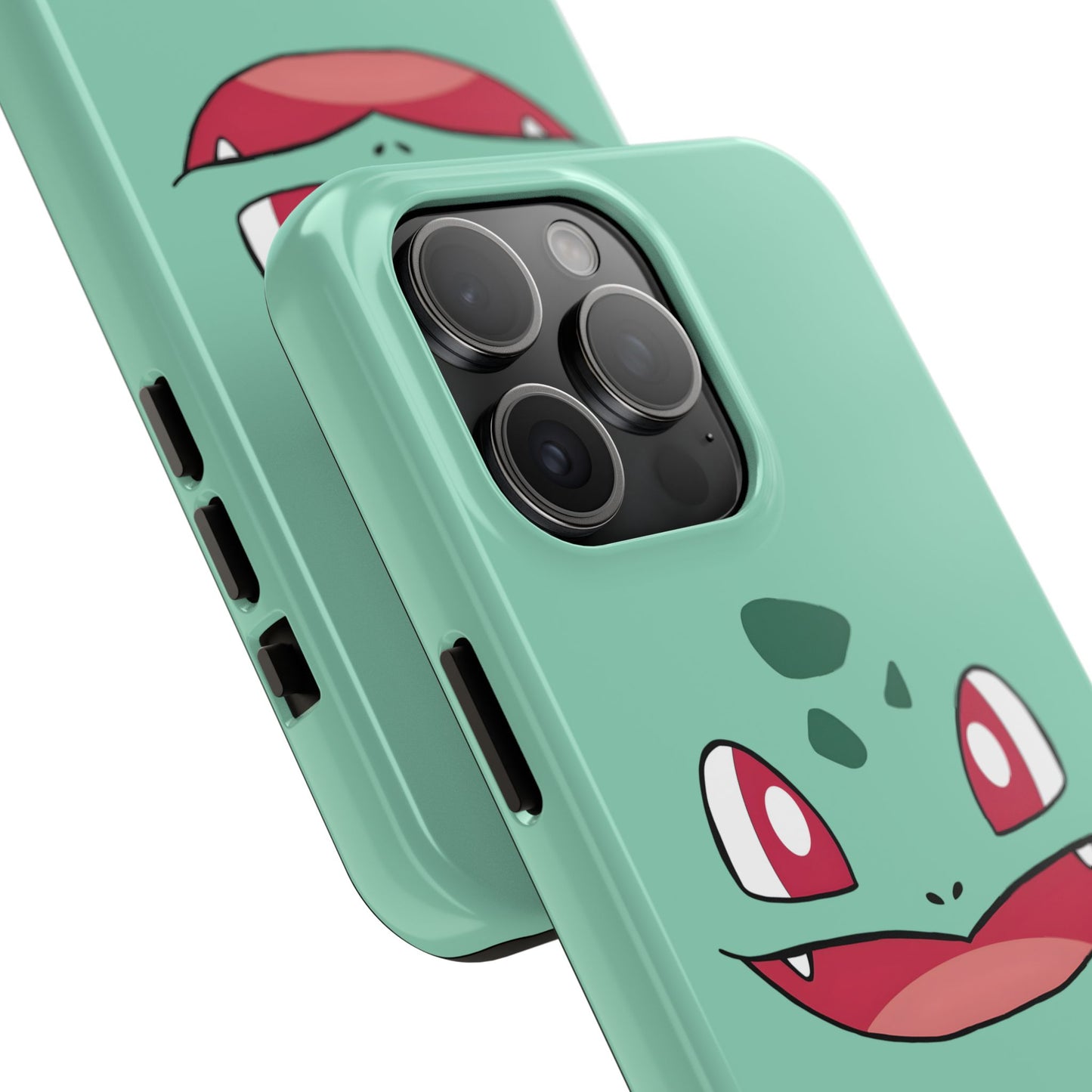 Green Leaf Dino Smile Red Eyes Cute Creature Tough Phone Case | Anime