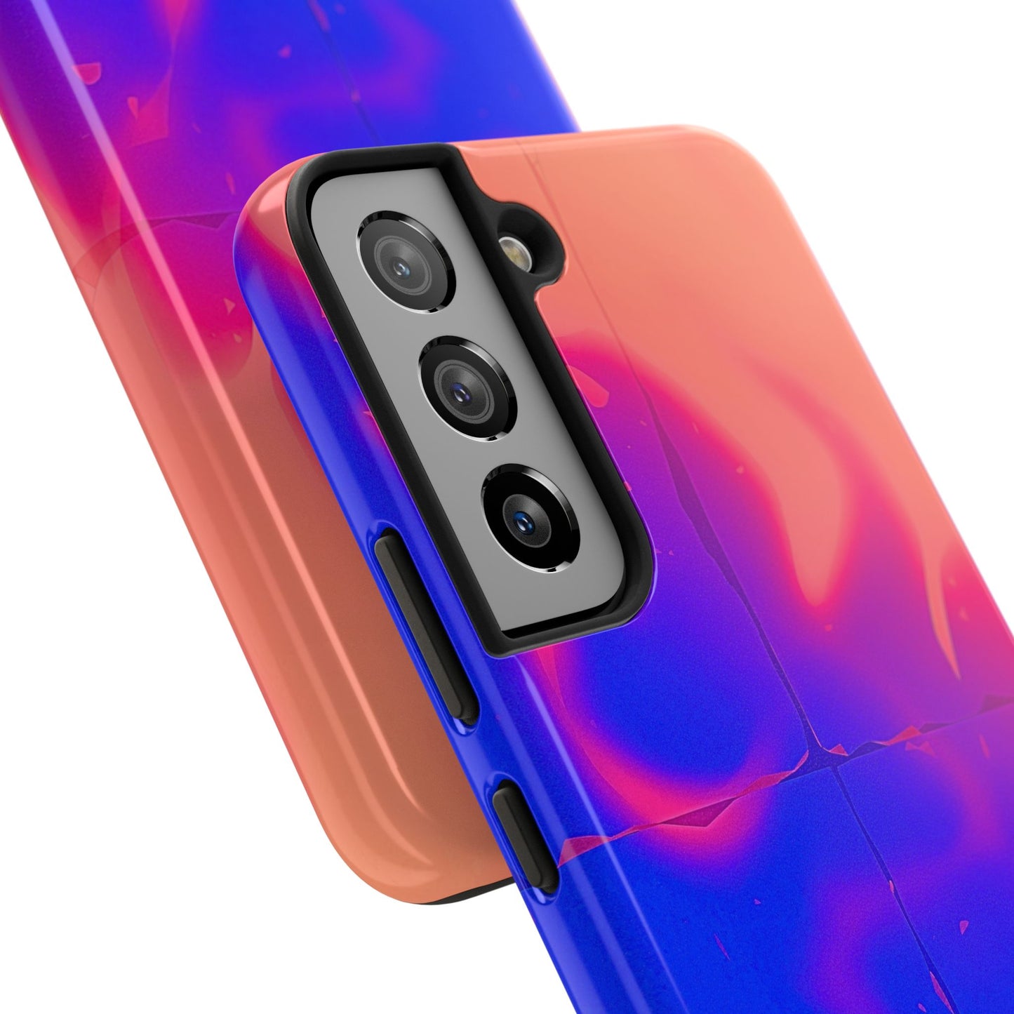 Funda resistente para teléfono con diseño de llamas, degradado abstracto y resplandor del atardecer | Estética