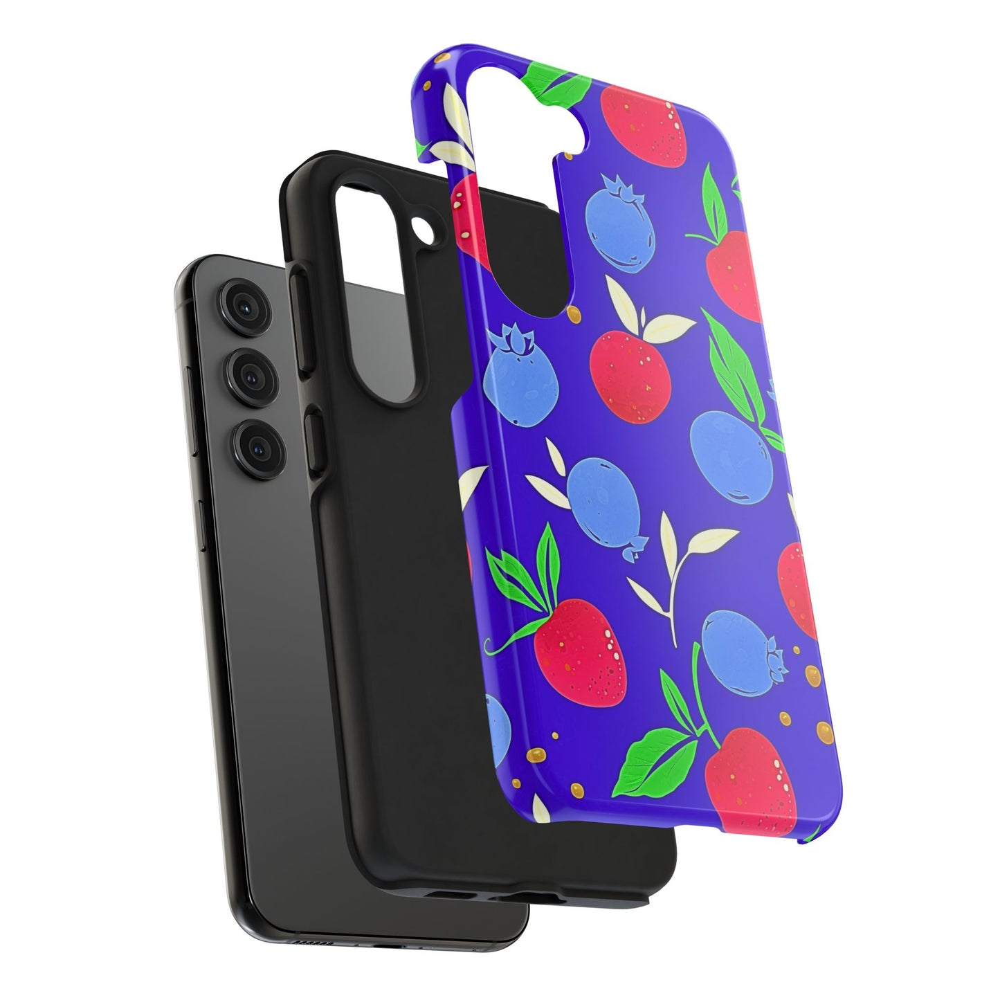 Funda resistente para teléfono con diseño de arándanos y fresas | Estética